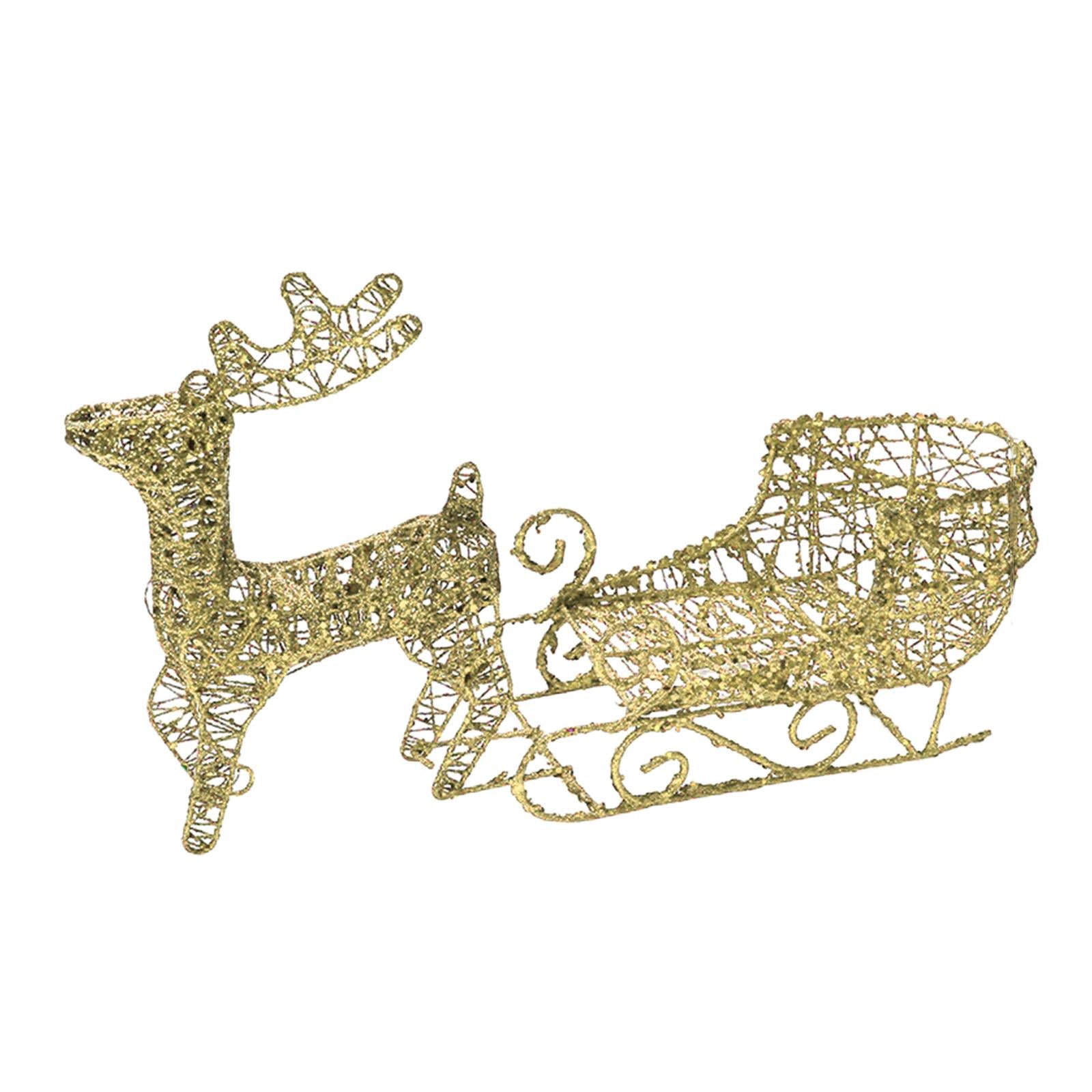 Elk Sleigh Ornaments Sleigh Sculpture Crafts for Bedroom Living Room Desktop Golden