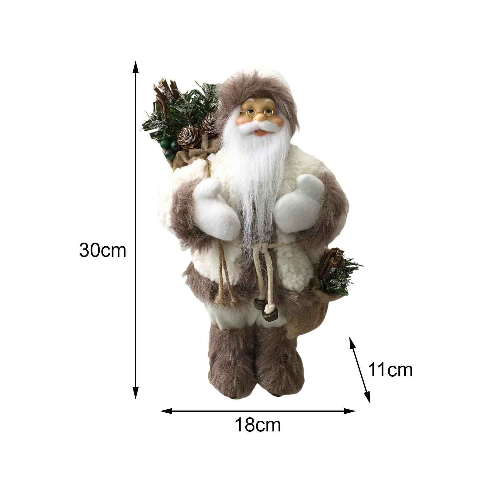 Santa Figurine Doll Ornament Table Decor Cute Statue for Party Birthday Gift white