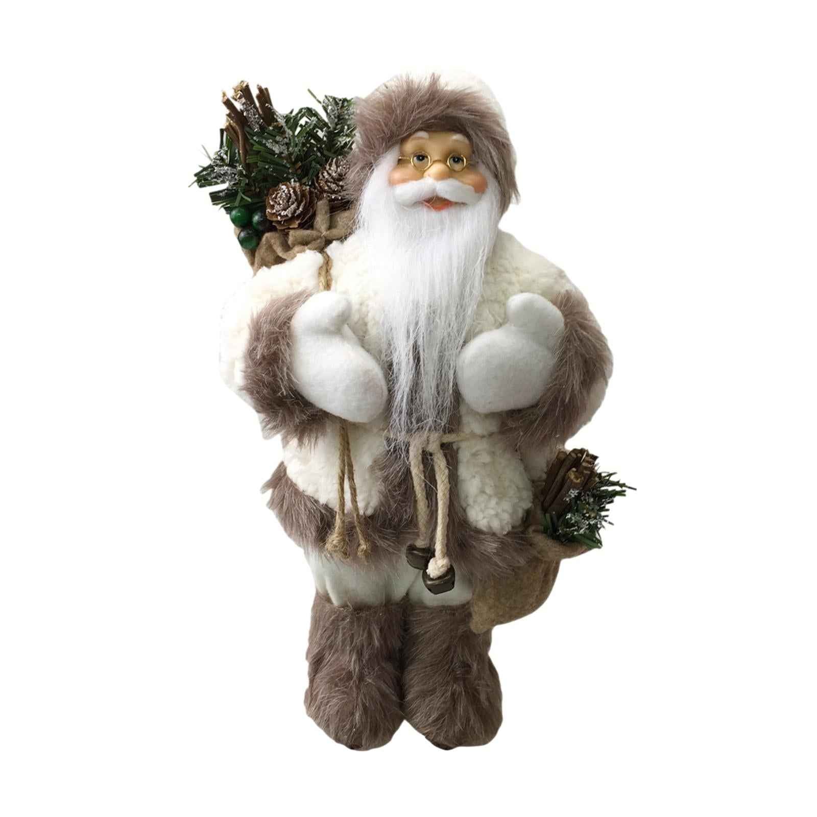 Santa Figurine Doll Ornament Table Decor Cute Statue for Party Birthday Gift white