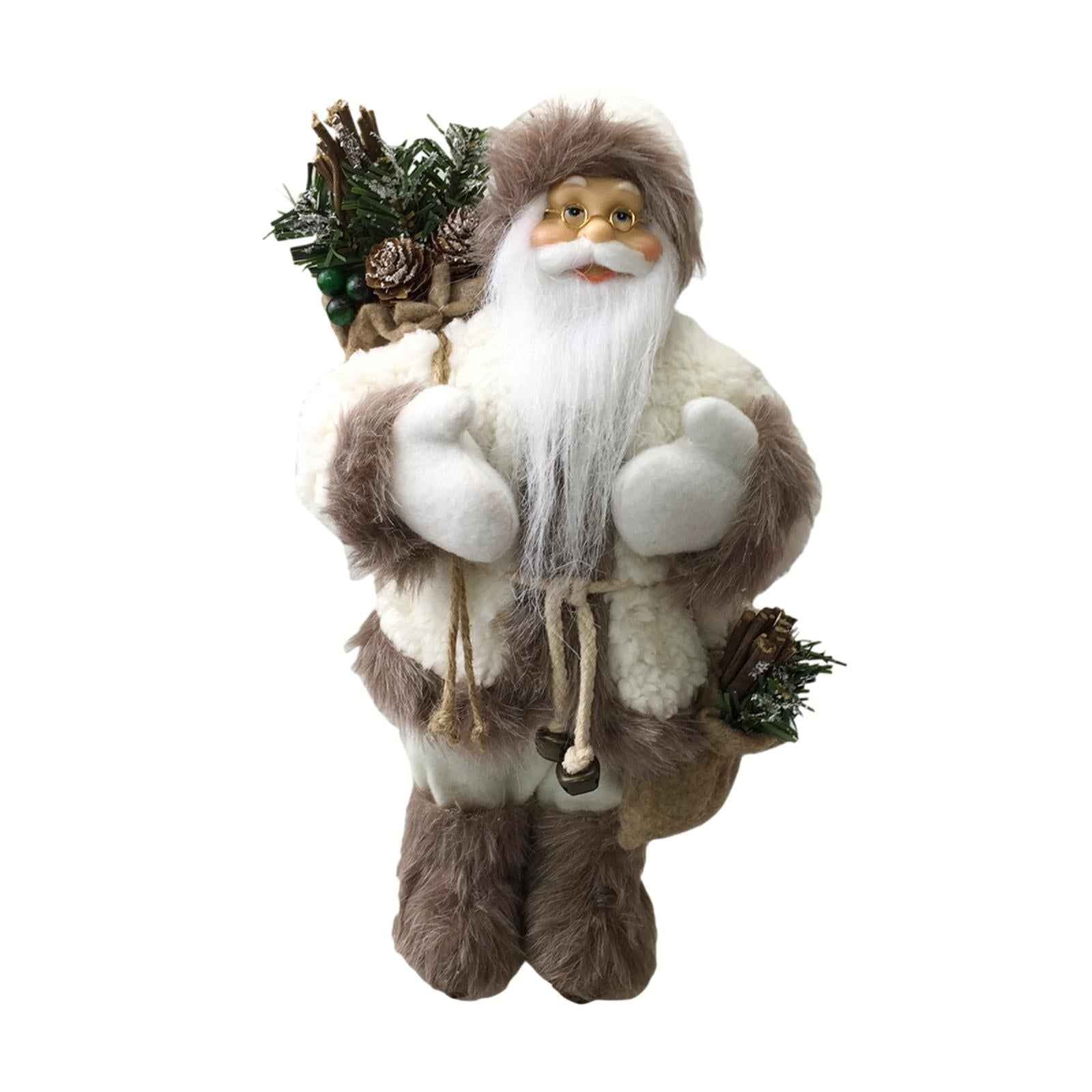 Santa Figurine Doll Ornament Table Decor Cute Statue for Party Birthday Gift white