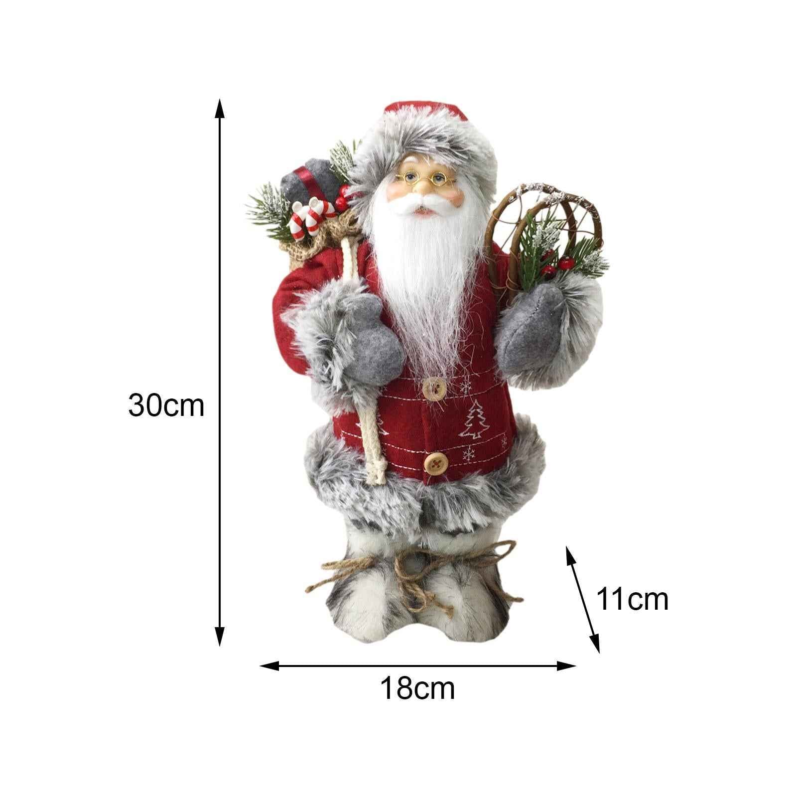Santa Figurine Doll Ornament Table Decor Cute Statue for Party Birthday Gift red and grey