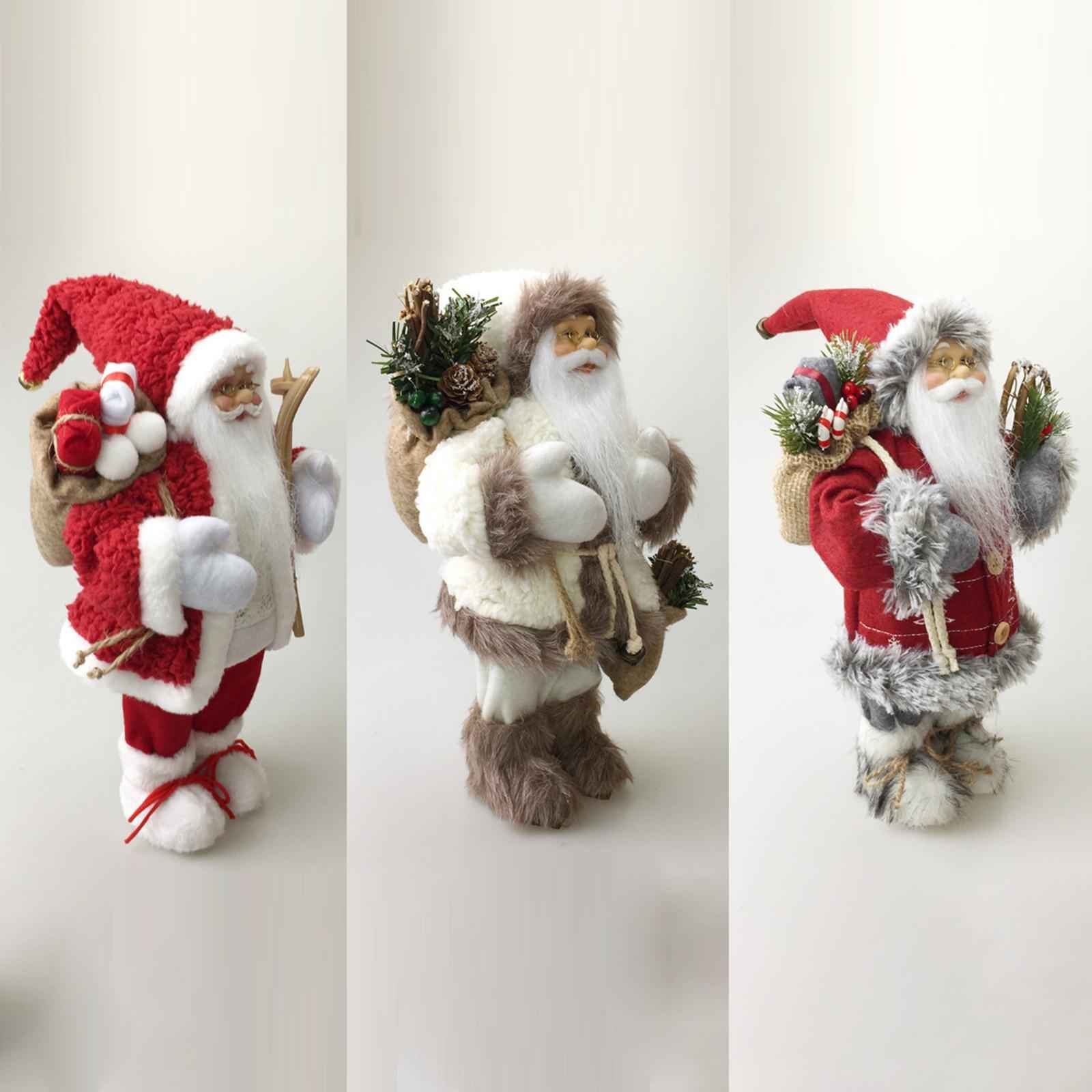 Santa Figurine Doll Ornament Table Decor Cute Statue for Party Birthday Gift red and grey