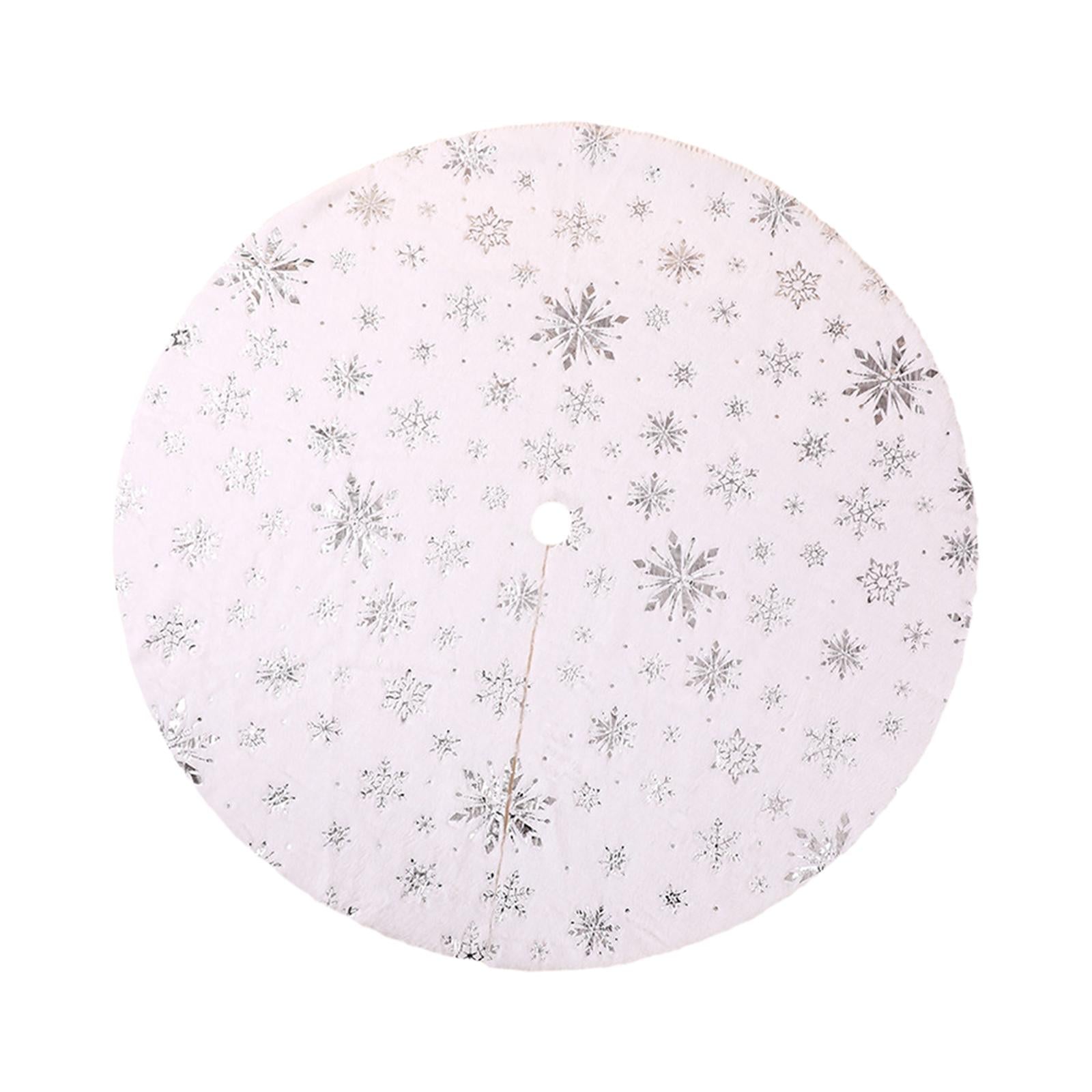 Xmas Tree Skirt Warm Round Xmas Tree Mat for Indoor Outdoor New Year Holiday 150cm silver