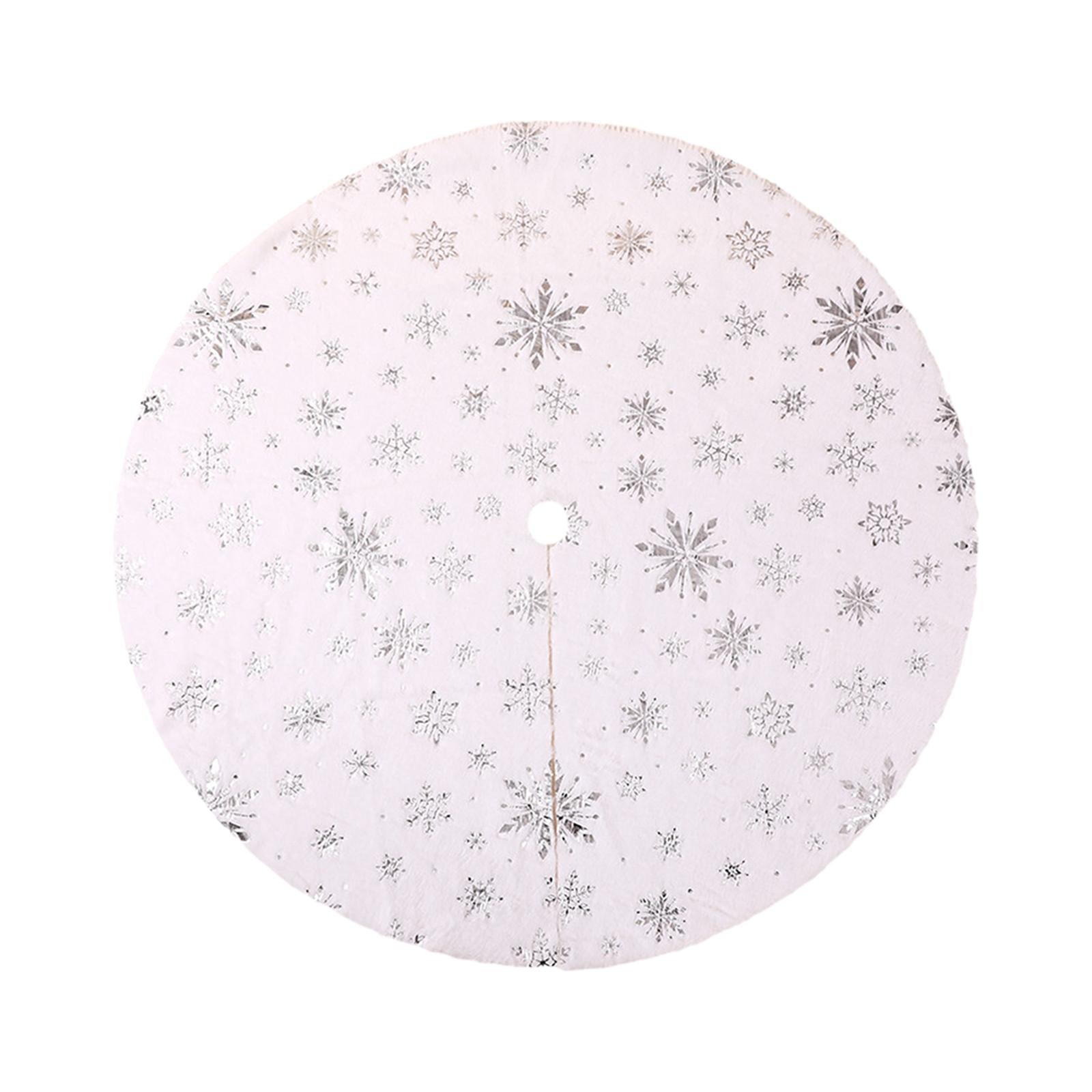 Xmas Tree Skirt Warm Round Xmas Tree Mat for Indoor Outdoor New Year Holiday 150cm silver