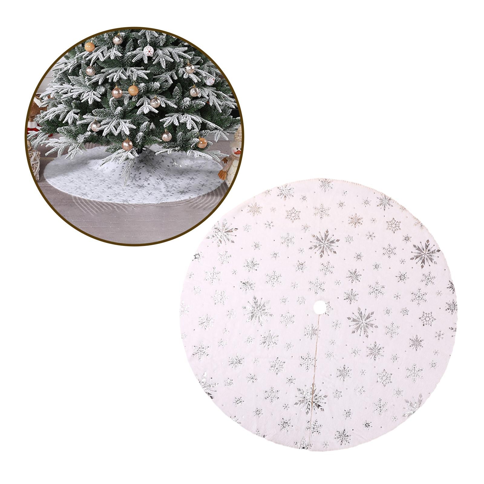 Xmas Tree Skirt Warm Round Xmas Tree Mat for Indoor Outdoor New Year Holiday 150cm silver
