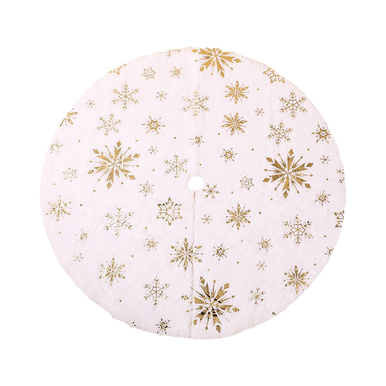 Xmas Tree Skirt Warm Round Xmas Tree Mat for Indoor Outdoor New Year Holiday 60cm gold