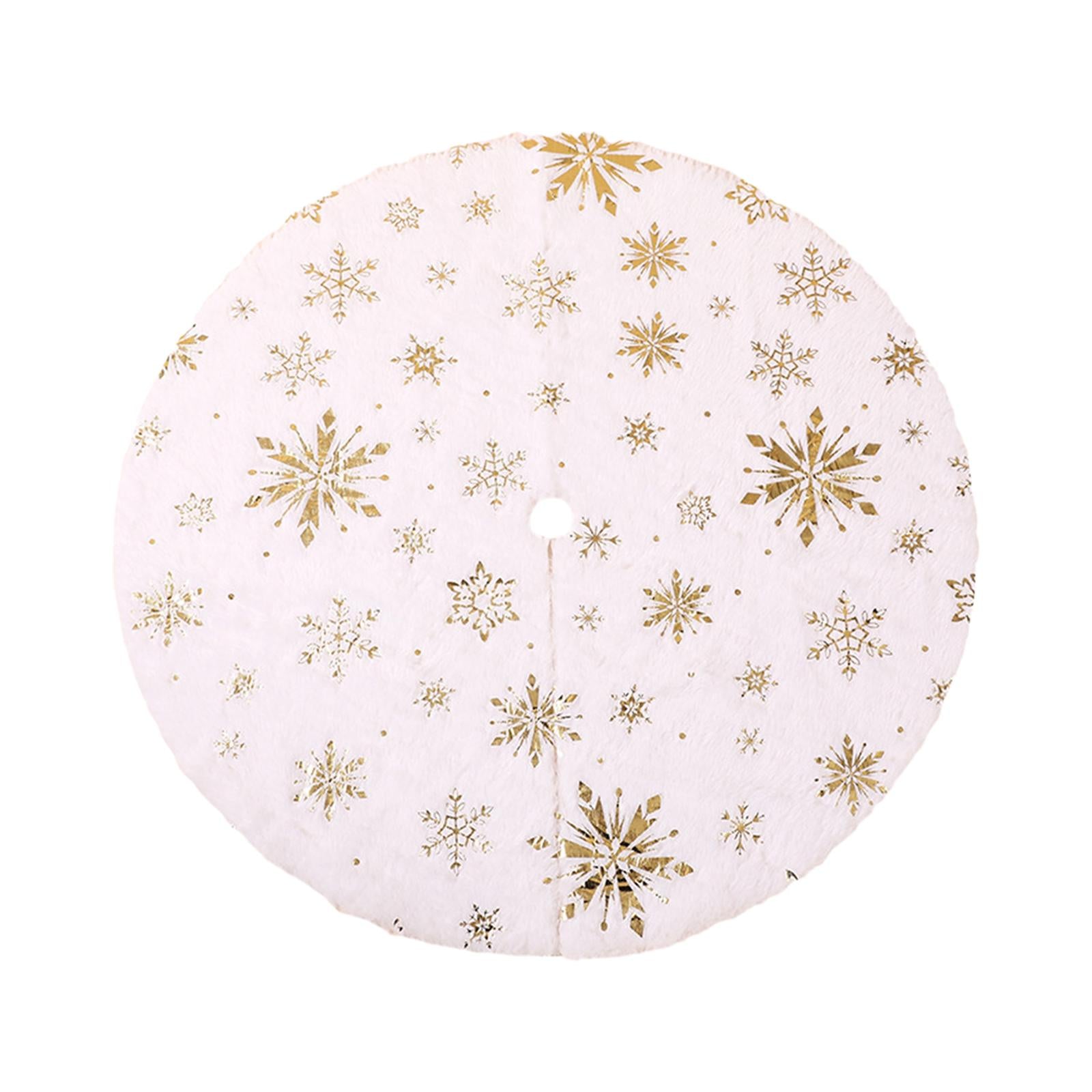 Xmas Tree Skirt Warm Round Xmas Tree Mat for Indoor Outdoor New Year Holiday 60cm gold