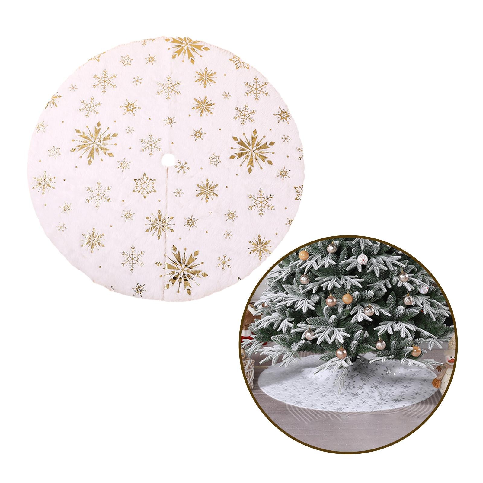 Xmas Tree Skirt Warm Round Xmas Tree Mat for Indoor Outdoor New Year Holiday 60cm gold