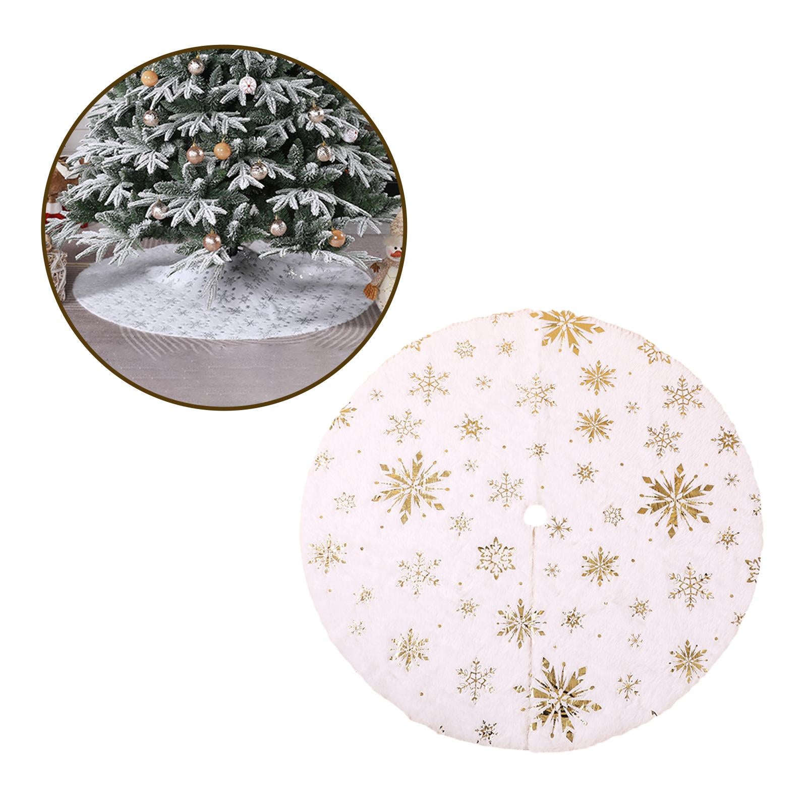 Xmas Tree Skirt Warm Round Xmas Tree Mat for Indoor Outdoor New Year Holiday 60cm gold