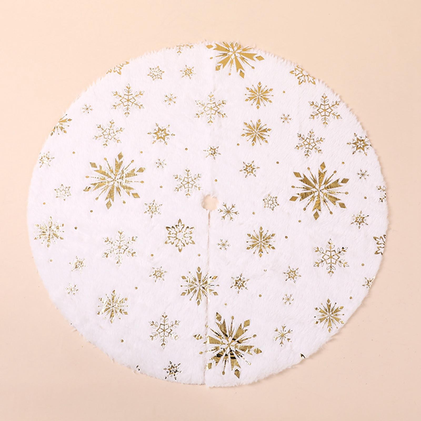 Xmas Tree Skirt Warm Round Xmas Tree Mat for Indoor Outdoor New Year Holiday 60cm gold