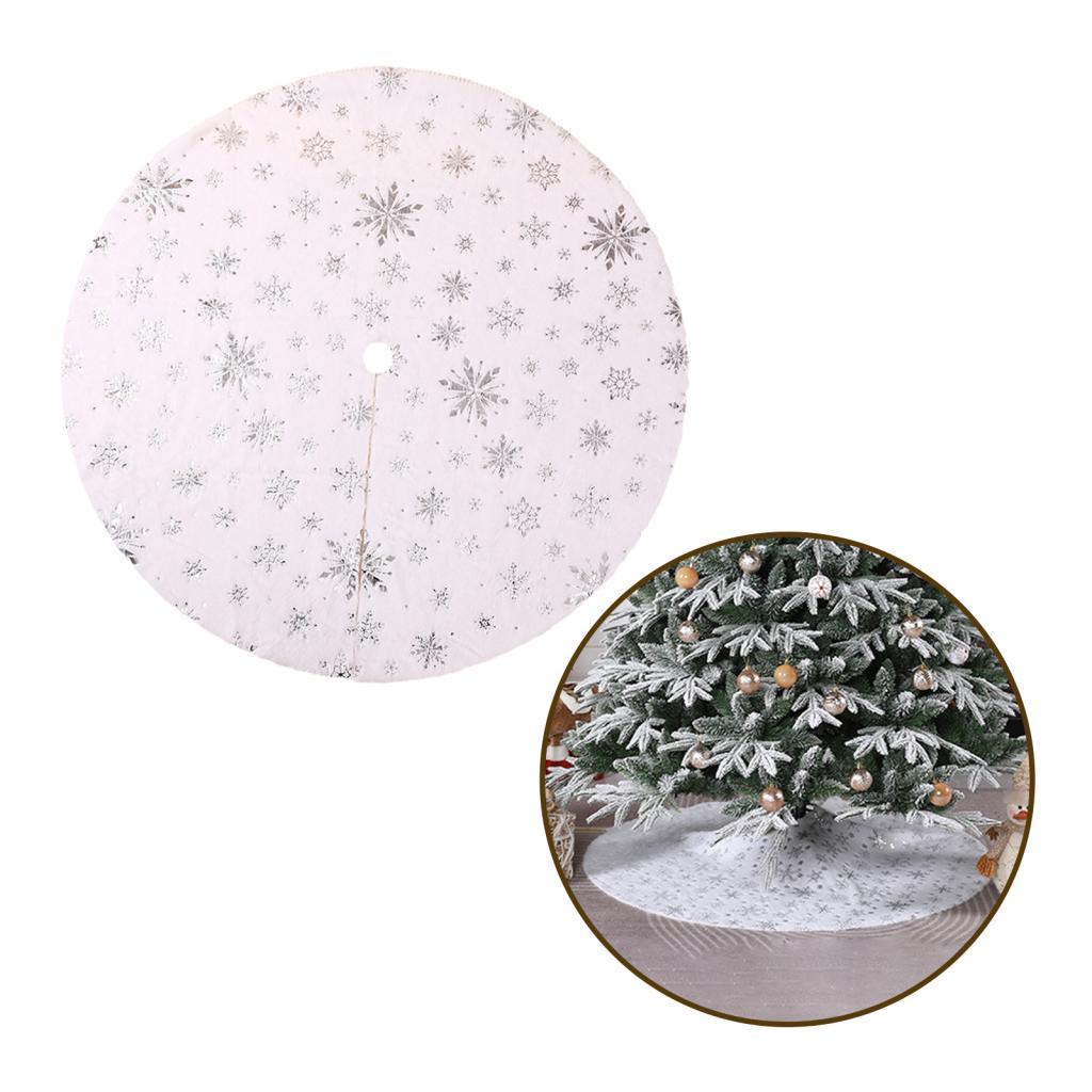 Xmas Tree Skirt Warm Round Xmas Tree Mat for Indoor Outdoor New Year Holiday 60cm silver