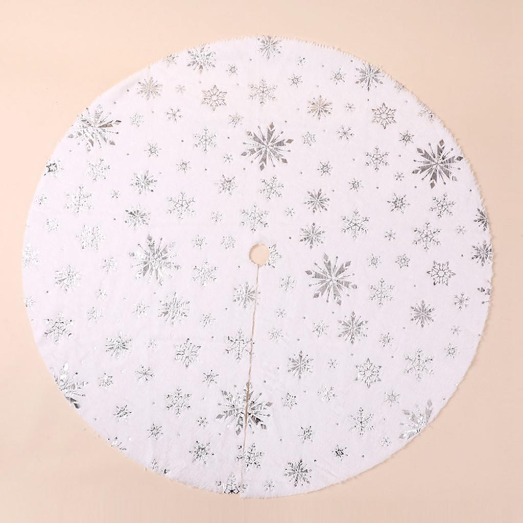 Xmas Tree Skirt Warm Round Xmas Tree Mat for Indoor Outdoor New Year Holiday 60cm silver