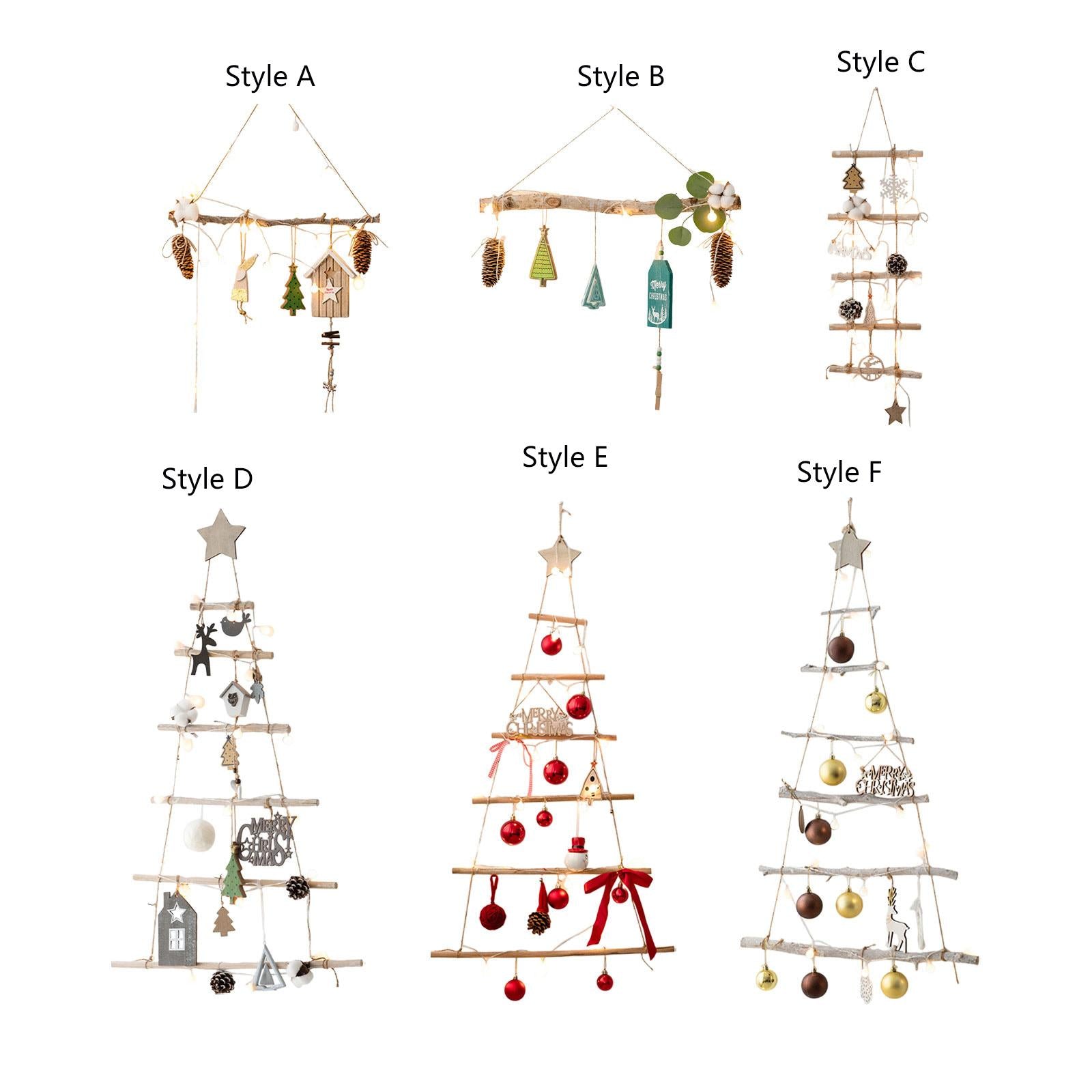 Xmas Tree Branch Decoration Lights Decor Wall for Office Living Room Bedroom Style A