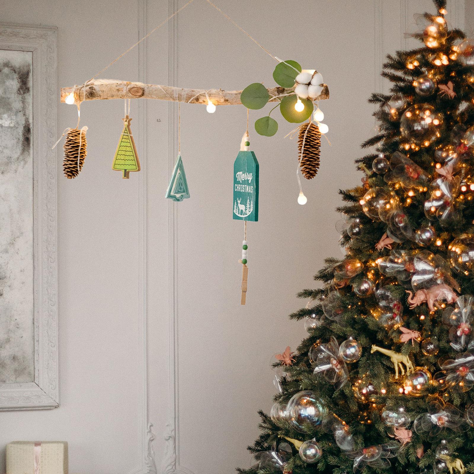 Xmas Tree Branch Decoration Lights Decor Wall for Office Living Room Bedroom Style B