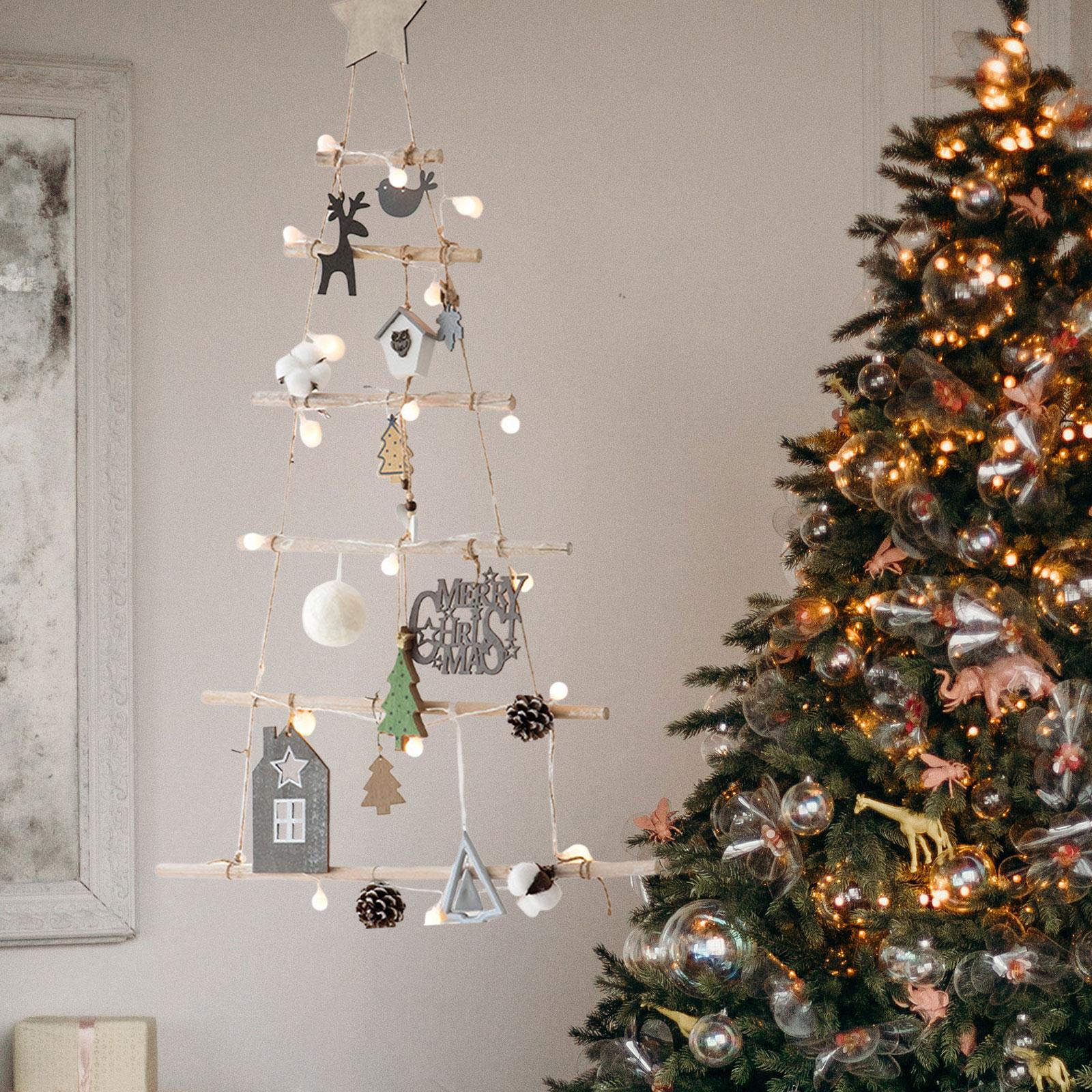 Xmas Tree Branch Decoration Lights Decor Wall for Office Living Room Bedroom Style D