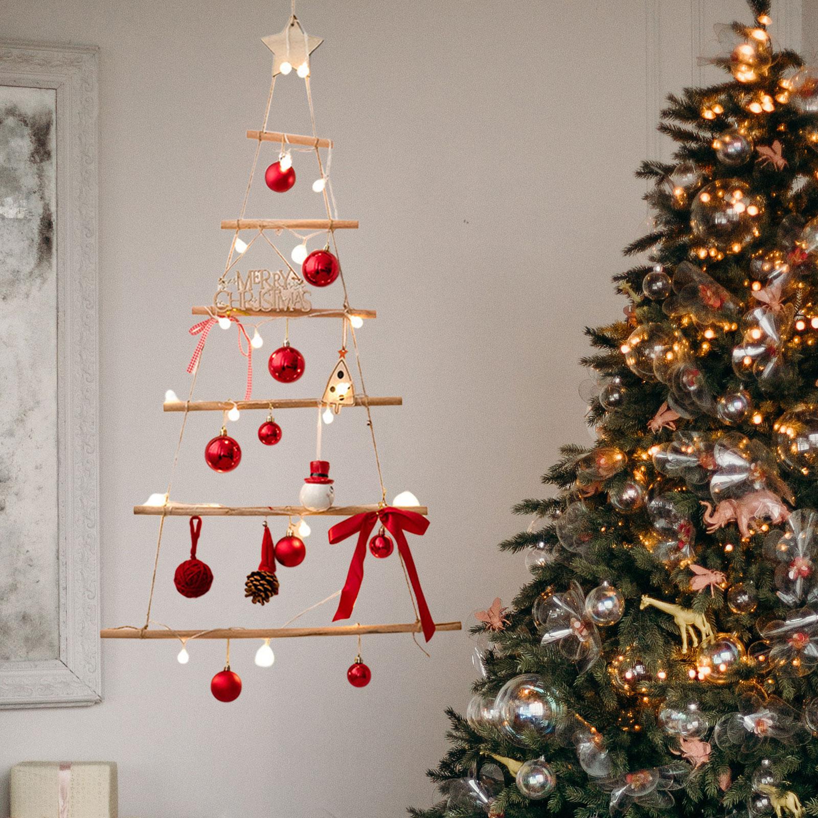 Xmas Tree Branch Decoration Lights Decor Wall for Office Living Room Bedroom Style E