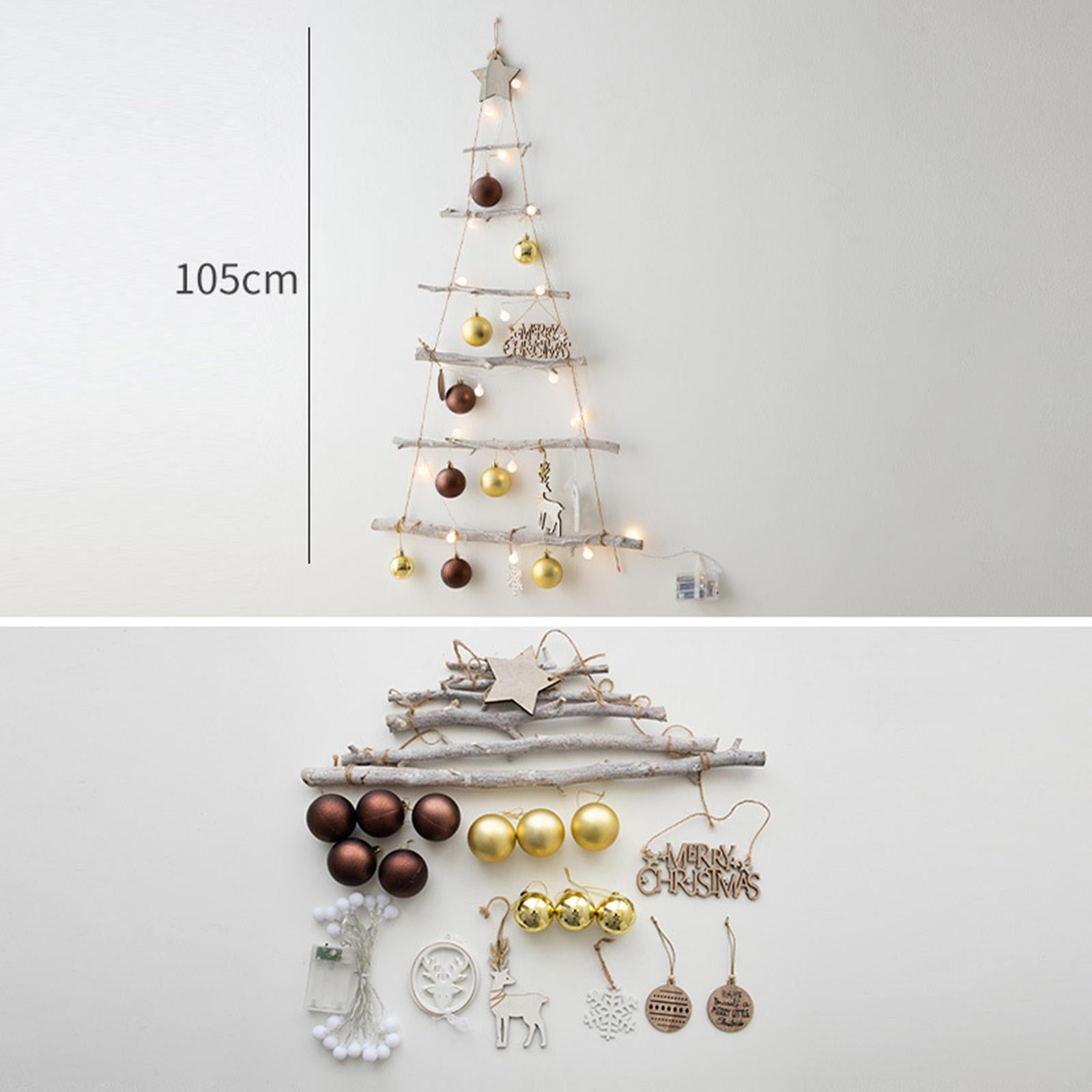 Xmas Tree Branch Decoration Lights Decor Wall for Office Living Room Bedroom Style F