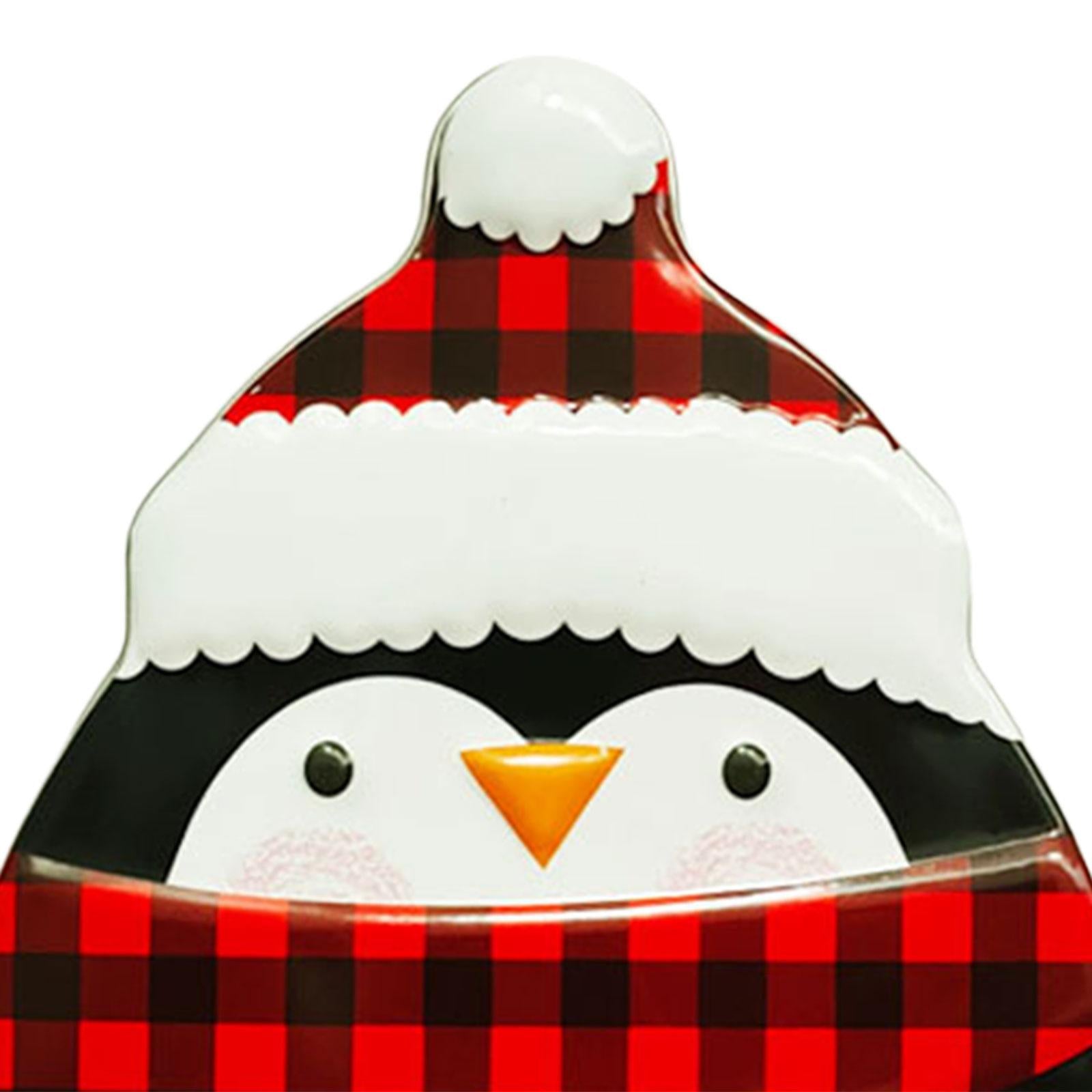 Xmas Candy Box Ornament Chocolate Iron Cookie Sweets Cookie Jar for Festival Penguin