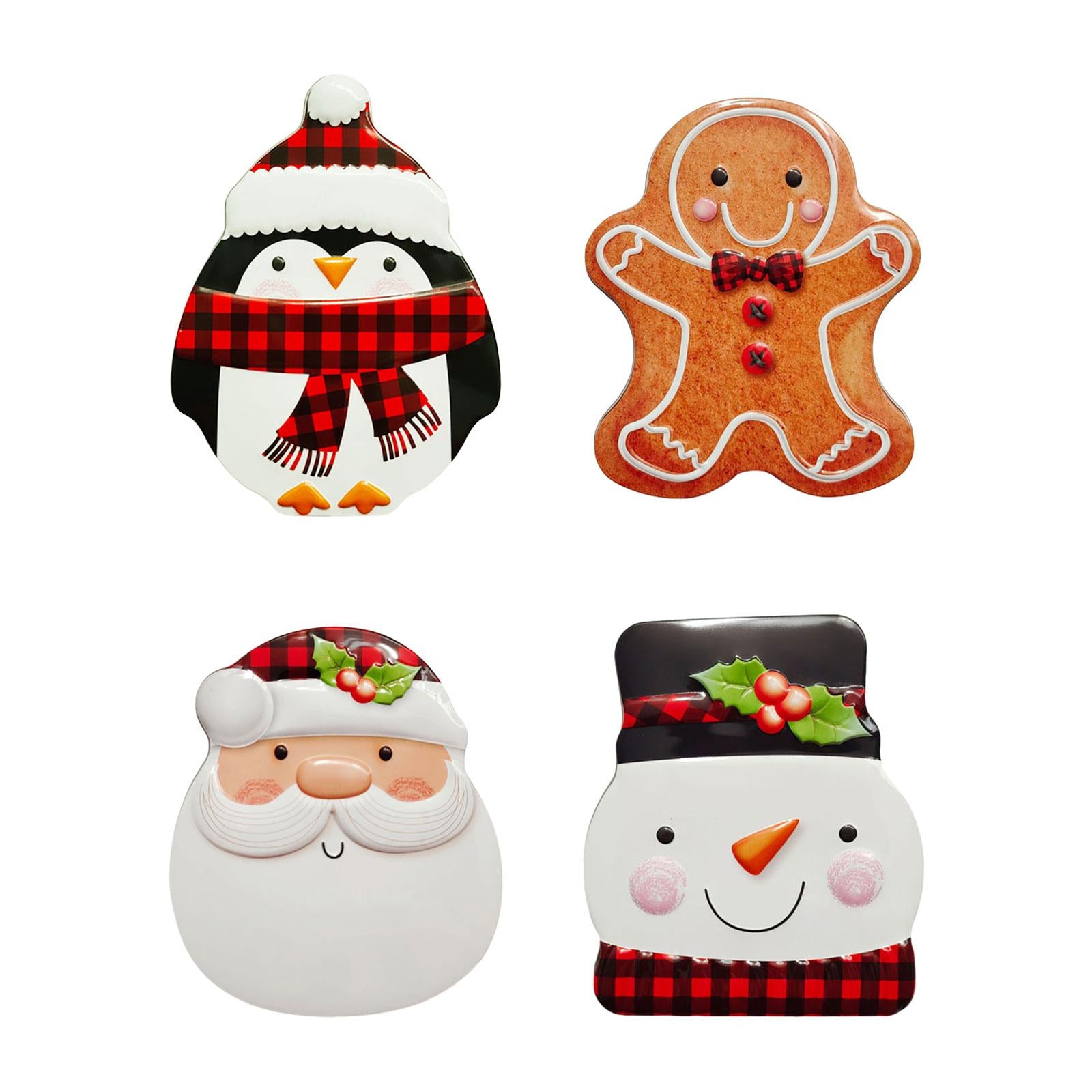 Xmas Candy Box Ornament Chocolate Iron Cookie Sweets Cookie Jar for Festival Penguin