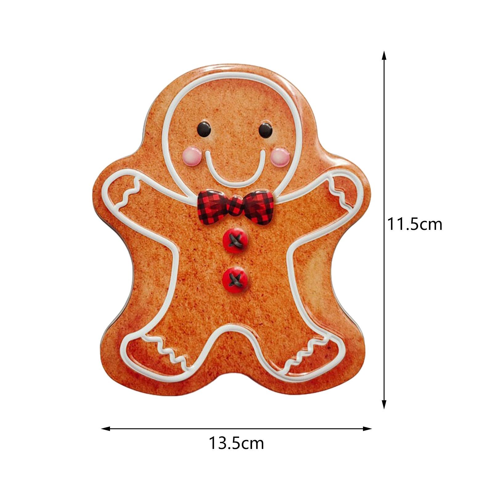 Xmas Candy Box Ornament Chocolate Iron Cookie Sweets Cookie Jar for Festival Gingerbread Man