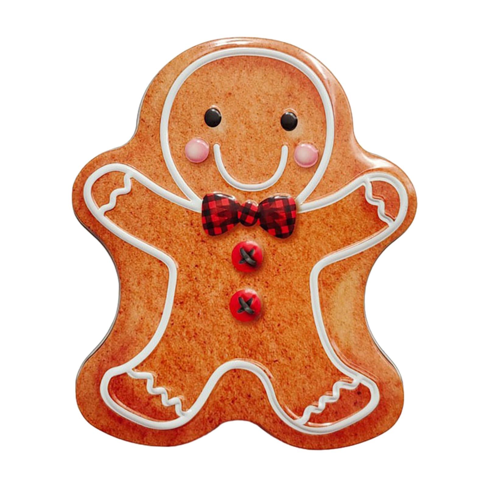 Xmas Candy Box Ornament Chocolate Iron Cookie Sweets Cookie Jar for Festival Gingerbread Man