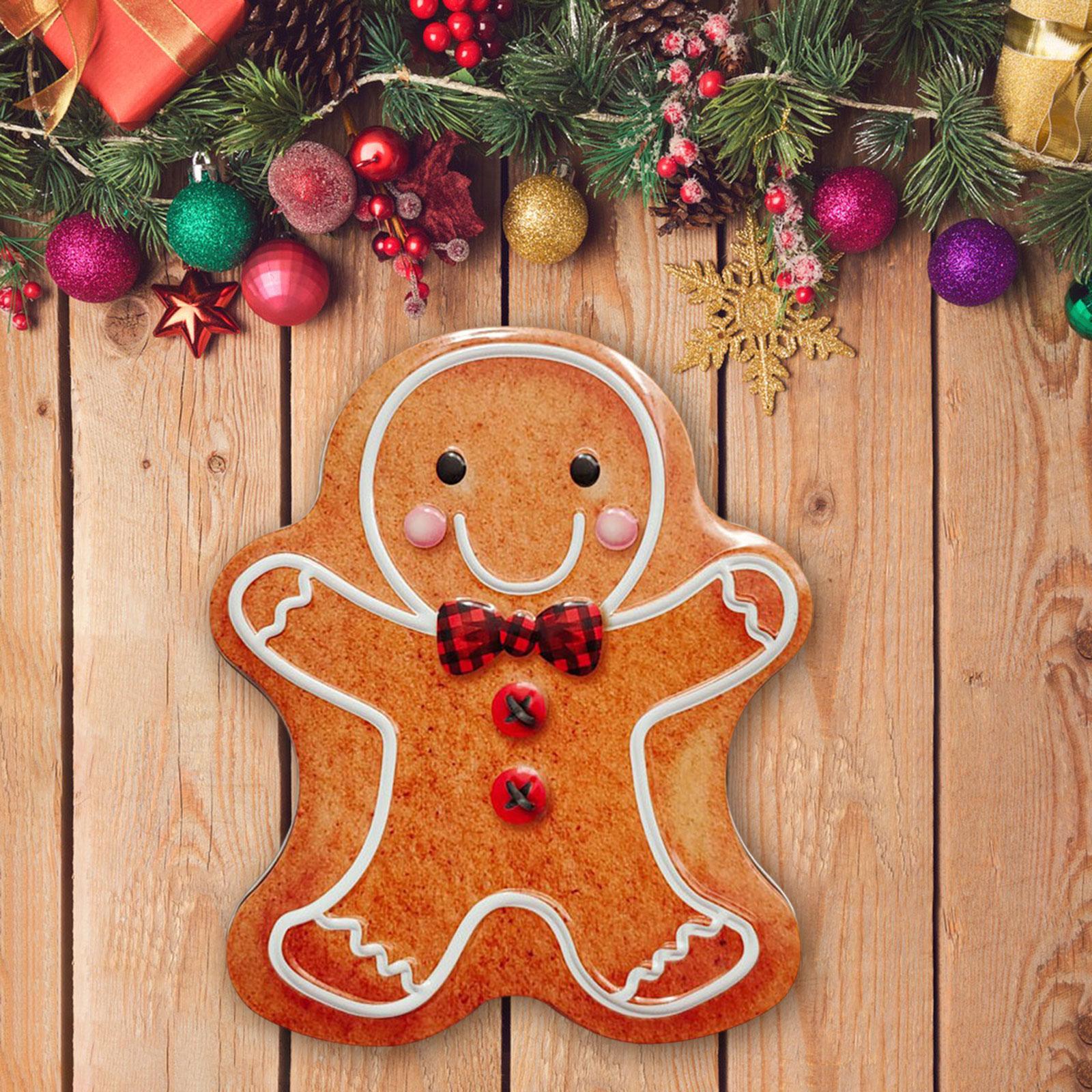 Xmas Candy Box Ornament Chocolate Iron Cookie Sweets Cookie Jar for Festival Gingerbread Man