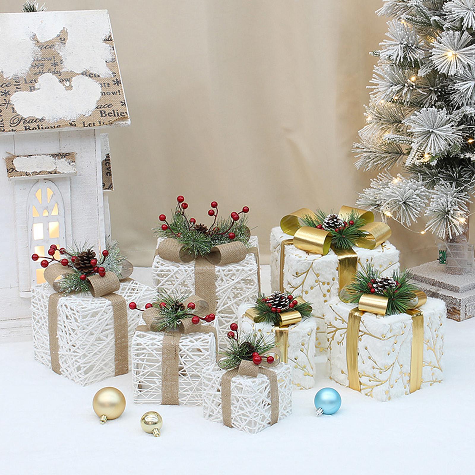 Xmas Gift Box Decoration Scene Decoration Props for Anniversary Office Party 3pcs