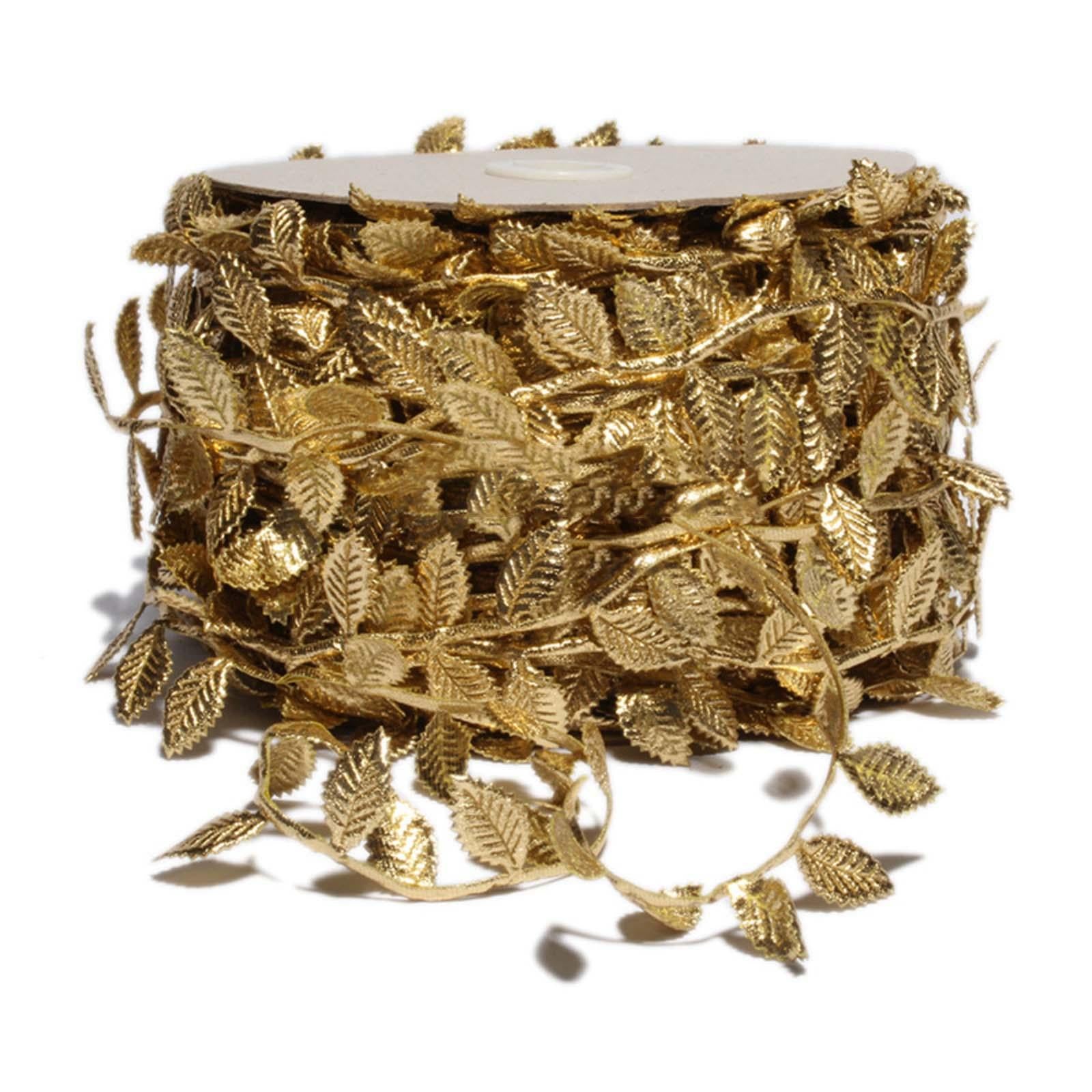 Leaf Ribbon Multifunctional 164 ft Decorative Ribbon for Wedding Garden Wall Gold