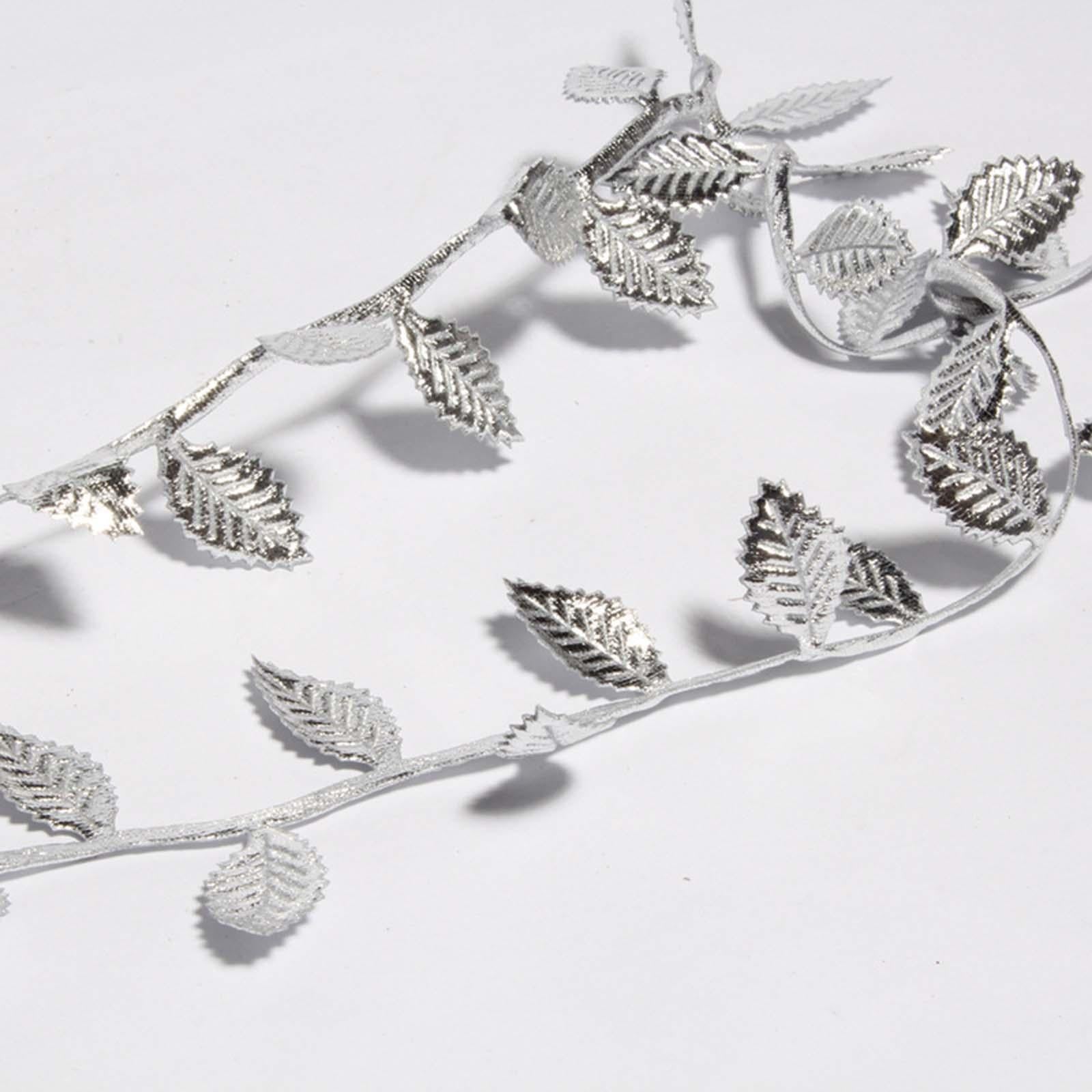 Leaf Ribbon Multifunctional 164 ft Decorative Ribbon for Wedding Garden Wall Silver