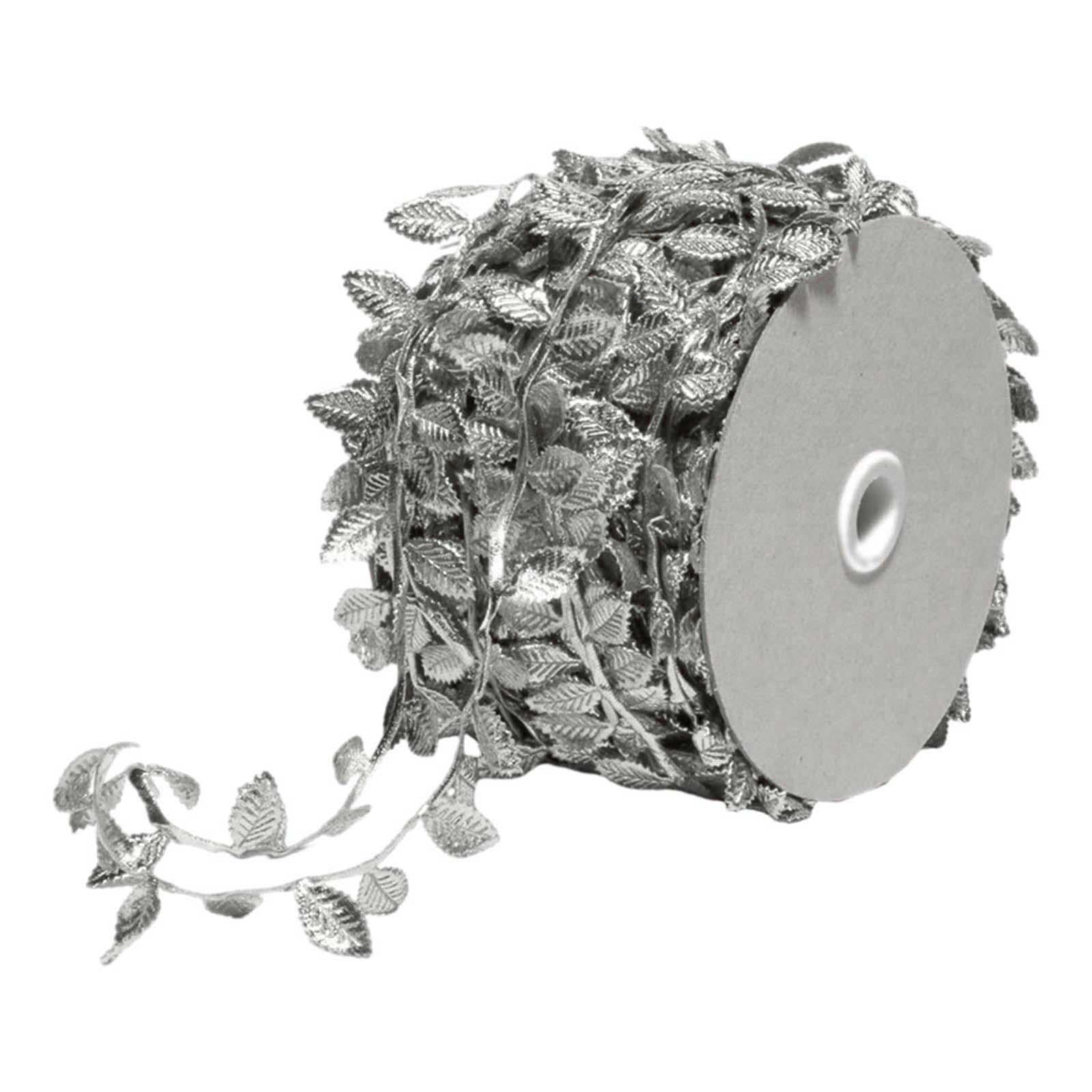Leaf Ribbon Multifunctional 164 ft Decorative Ribbon for Wedding Garden Wall Silver