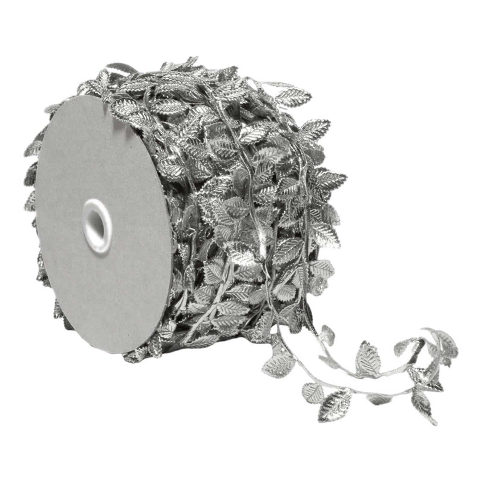 Leaf Ribbon Multifunctional 164 ft Decorative Ribbon for Wedding Garden Wall Silver