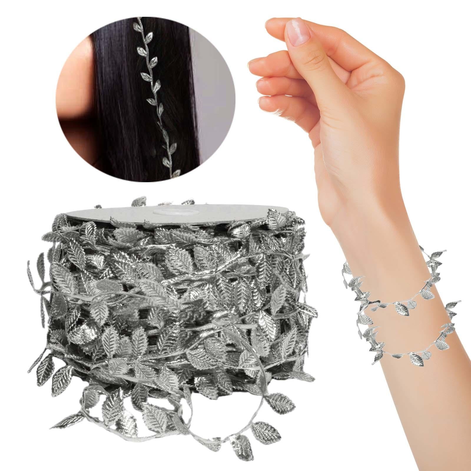 Leaf Ribbon Multifunctional 164 ft Decorative Ribbon for Wedding Garden Wall Silver