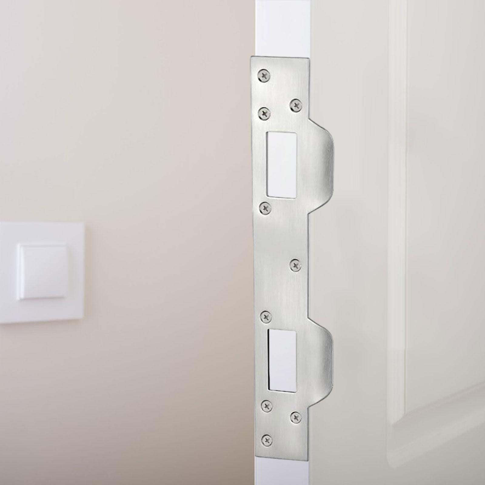 Security Door Strike Plate for 5-1/2 in to 6 in Hole Center Metal Heavy Duty White