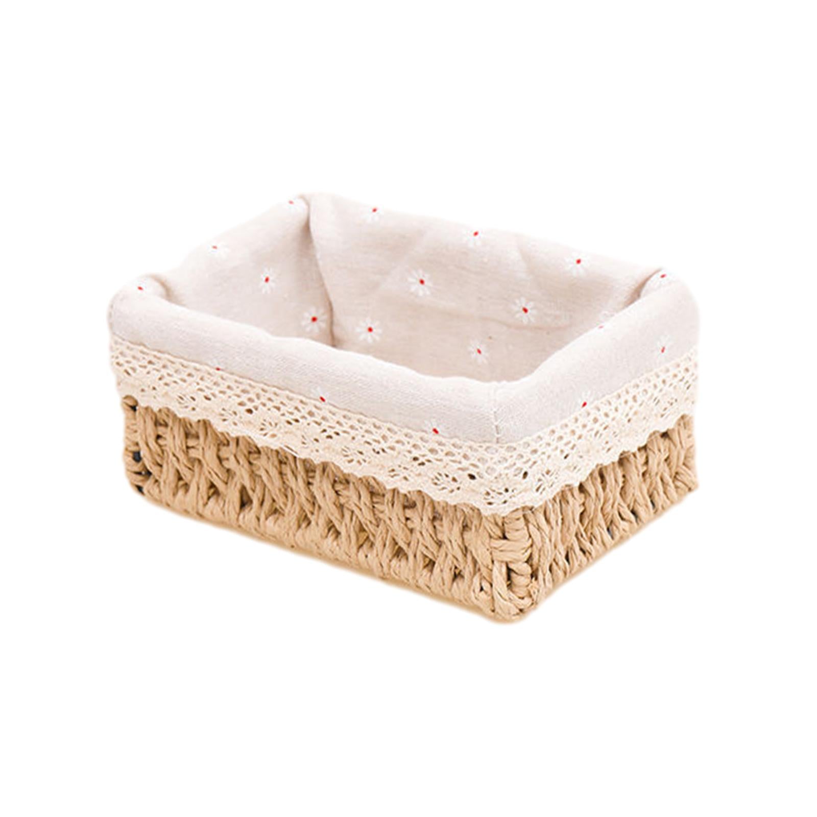 Desktop Storage Basket Stackable Cabinet Organizer for Vanity Shelves Closet Khaki L no Lid
