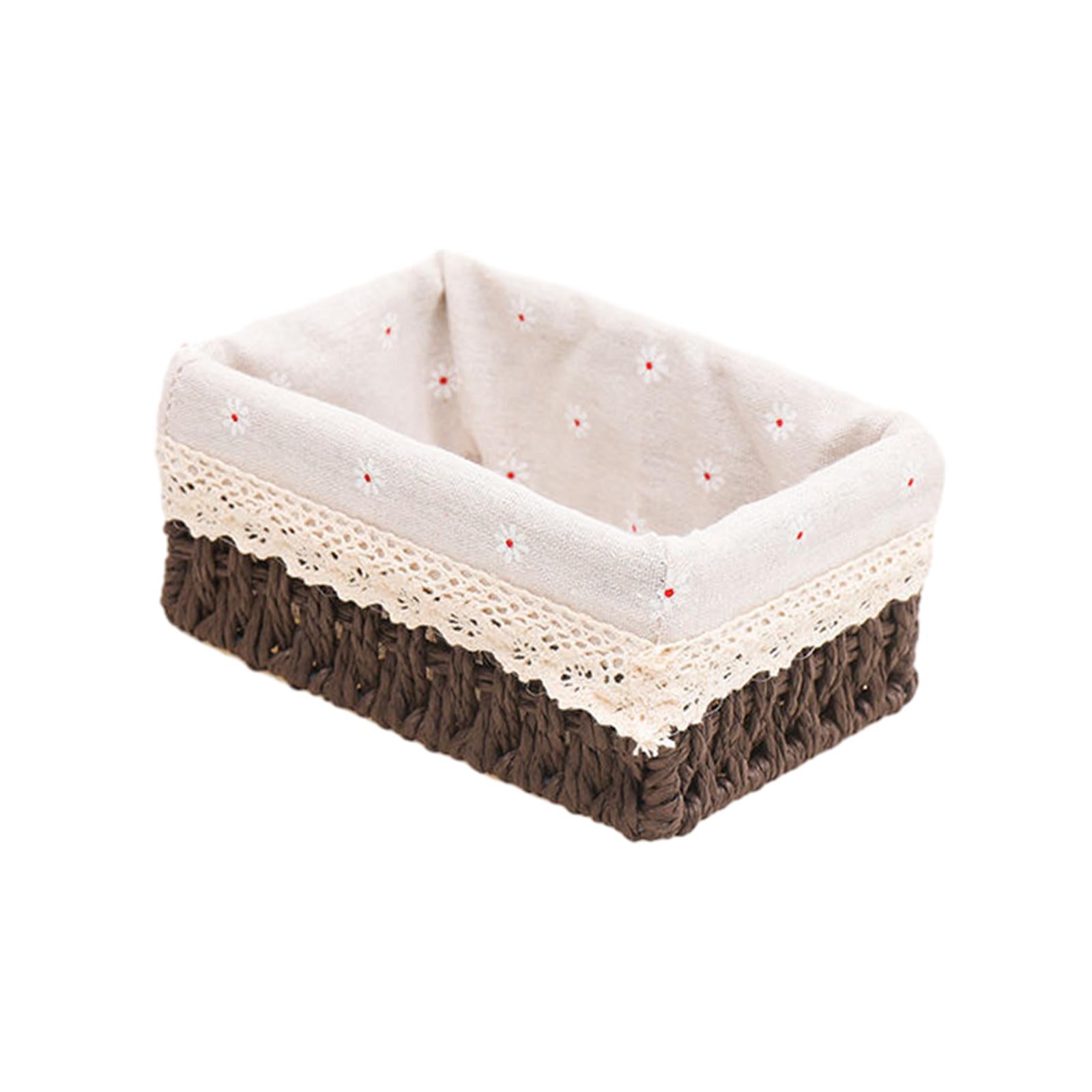 Desktop Storage Basket Stackable Cabinet Organizer for Vanity Shelves Closet Coffee M no Lid