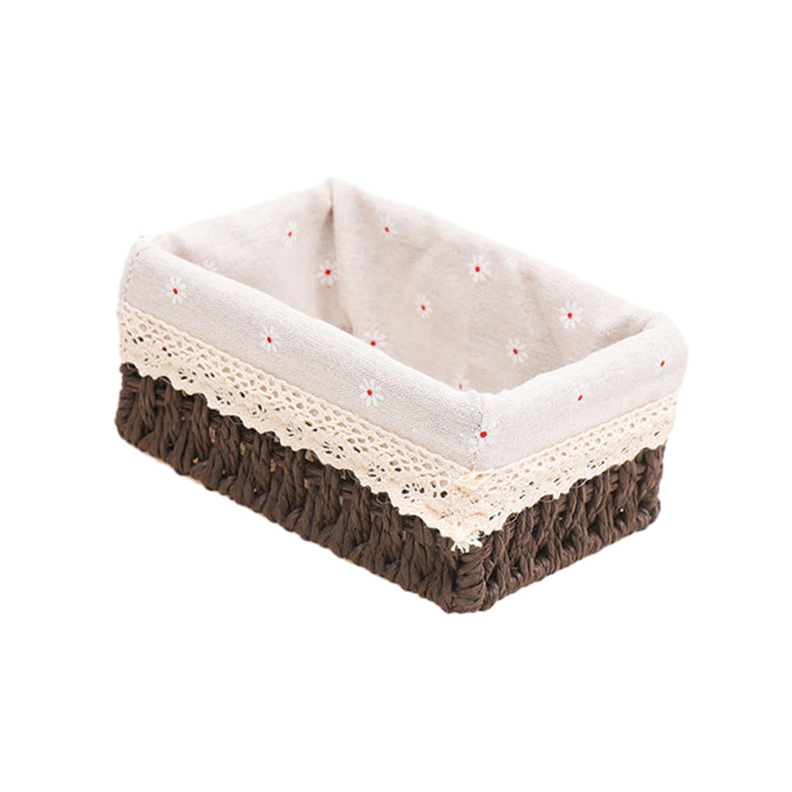 Desktop Storage Basket Stackable Cabinet Organizer for Vanity Shelves Closet Coffee M no Lid