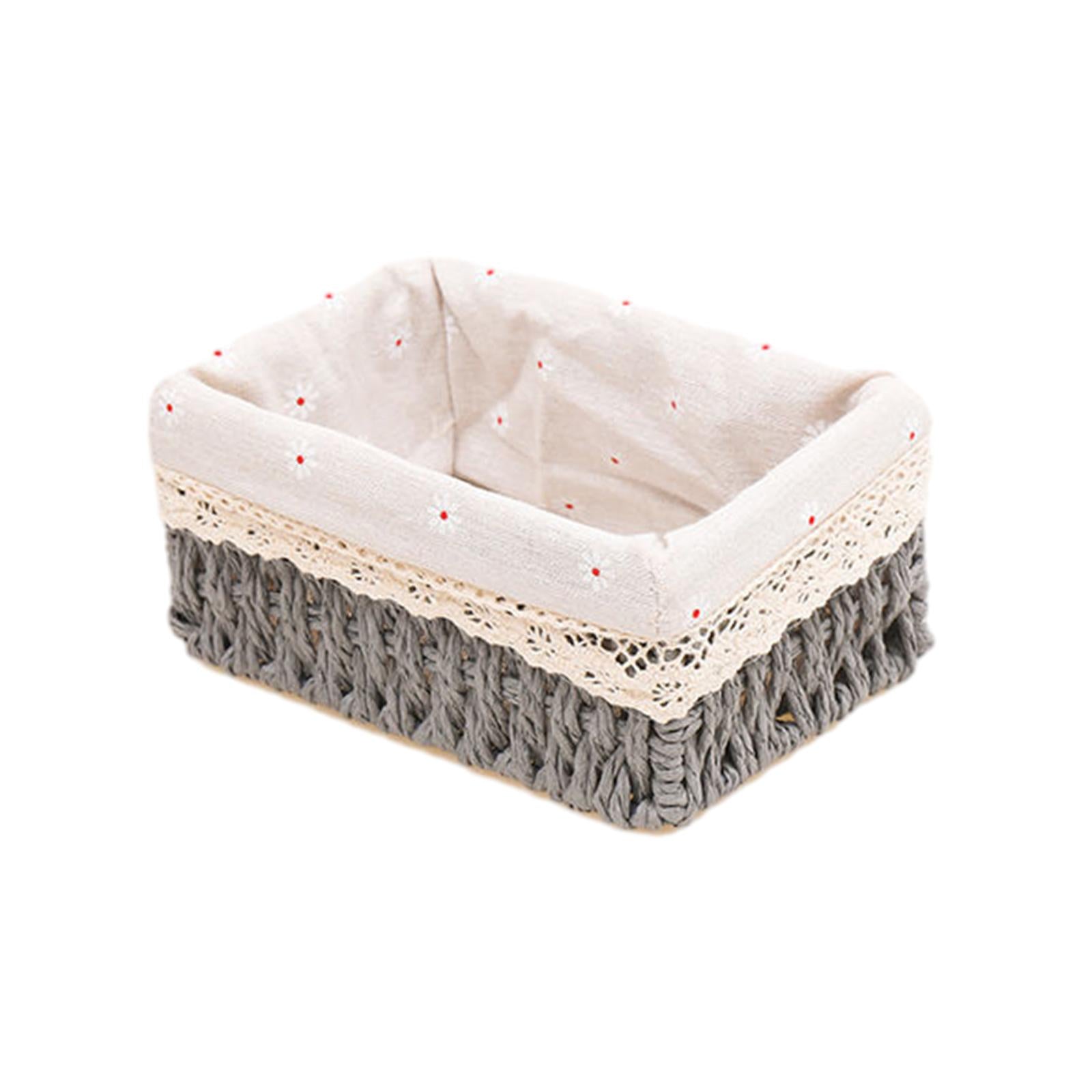 Desktop Storage Basket Stackable Cabinet Organizer for Vanity Shelves Closet Gray S no Lid