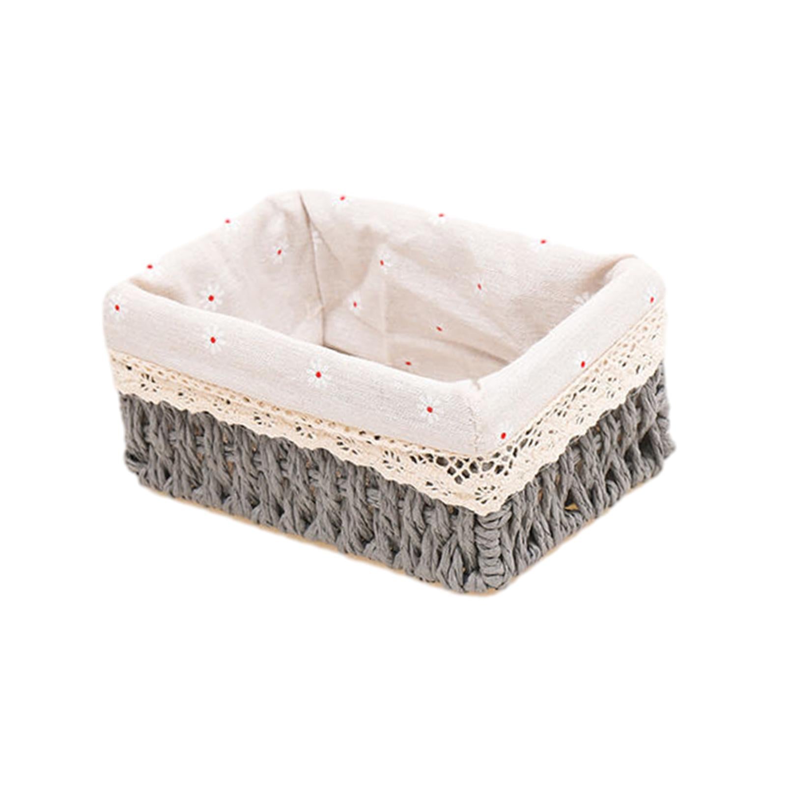 Desktop Storage Basket Stackable Cabinet Organizer for Vanity Shelves Closet Gray M no Lid