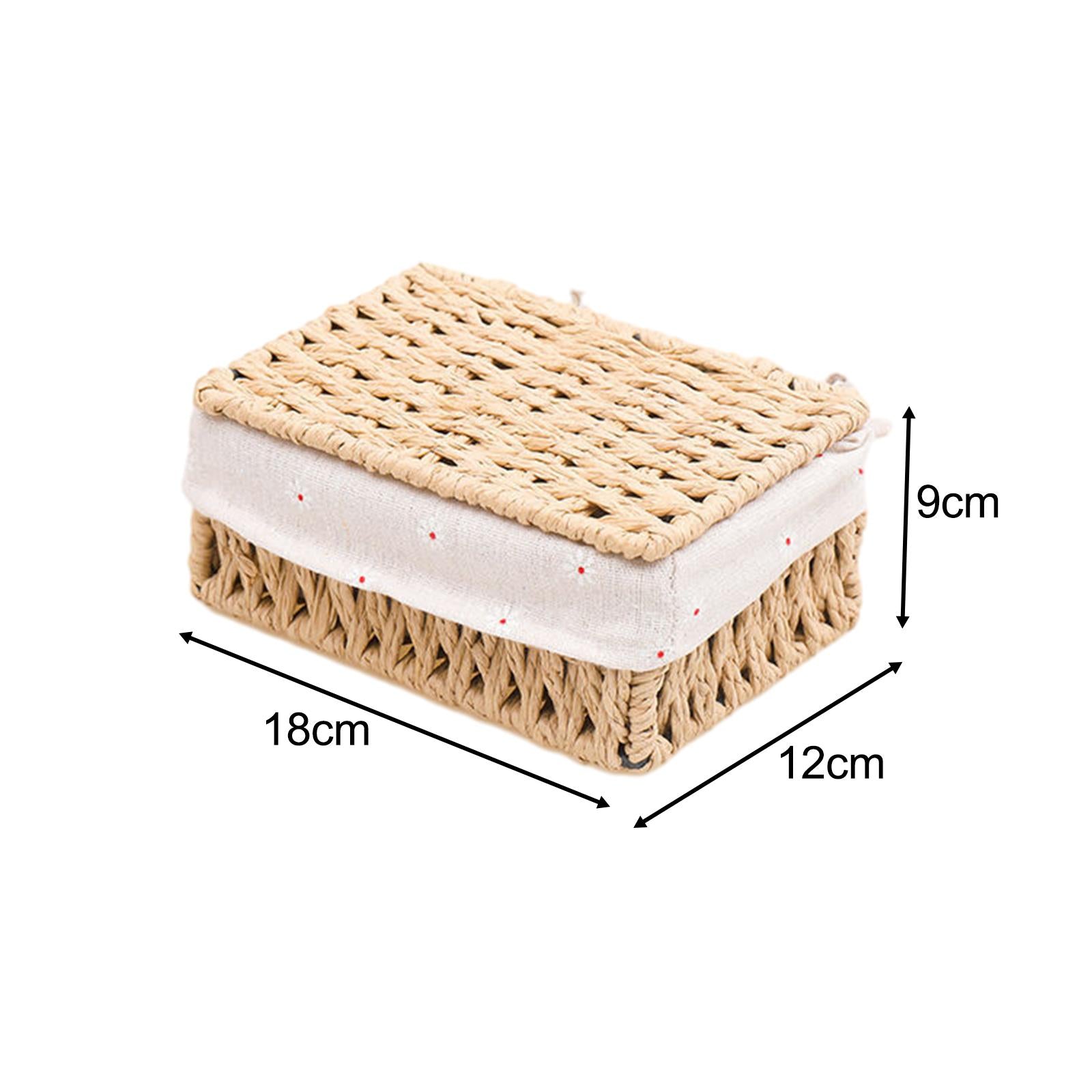 Desktop Storage Basket Stackable Cabinet Organizer for Vanity Shelves Closet Khaki S with Lid