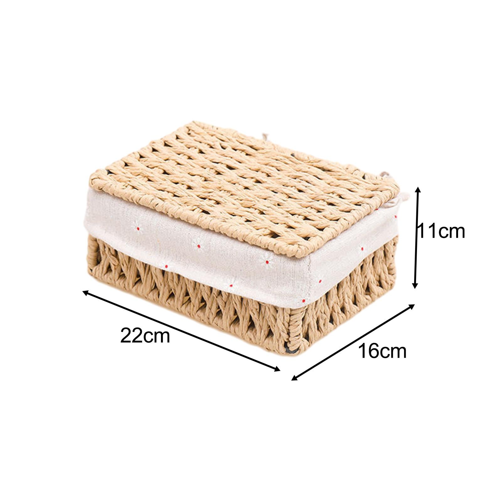 Desktop Storage Basket Stackable Cabinet Organizer for Vanity Shelves Closet Khaki M with Lid