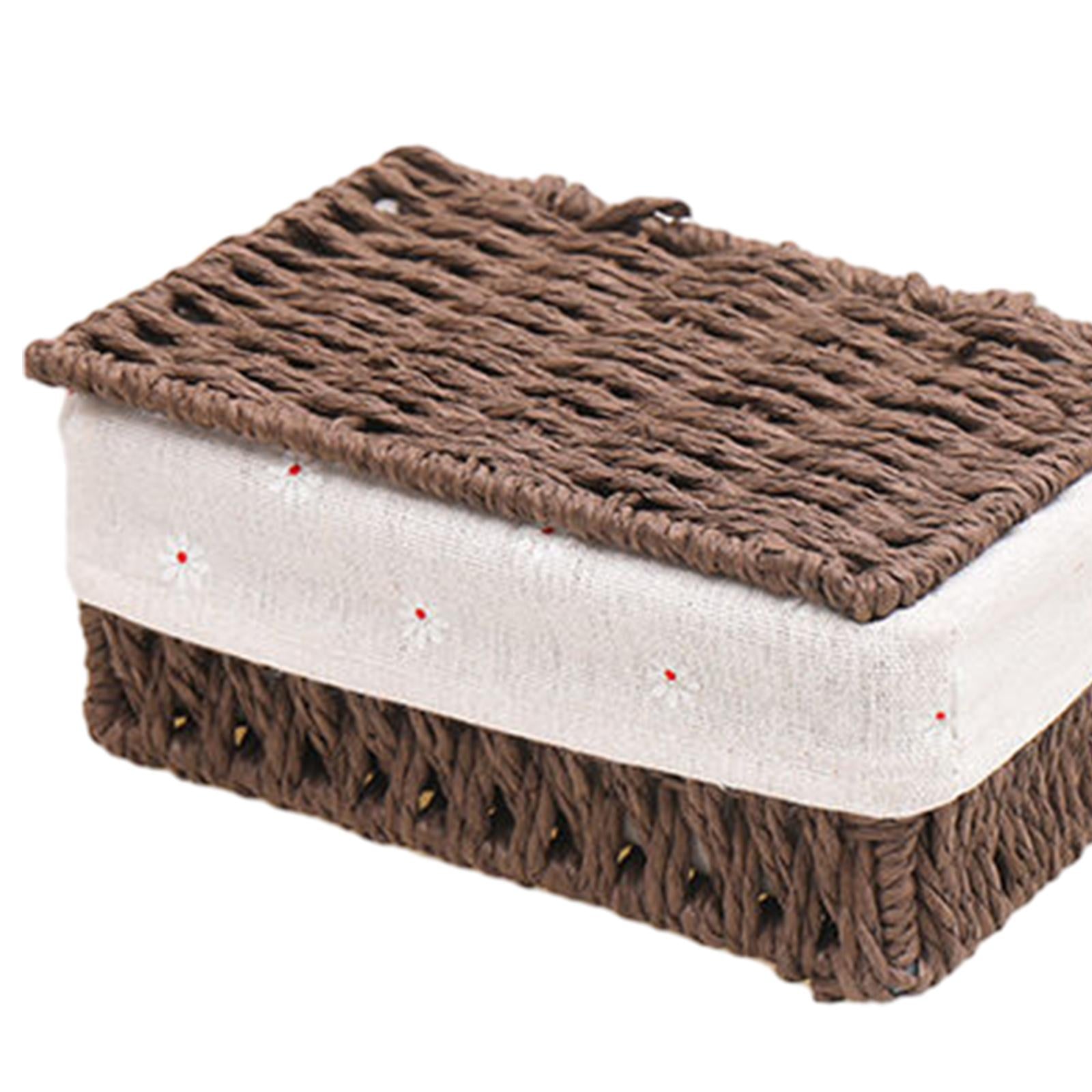 Desktop Storage Basket Stackable Cabinet Organizer for Vanity Shelves Closet Coffee S with Lid