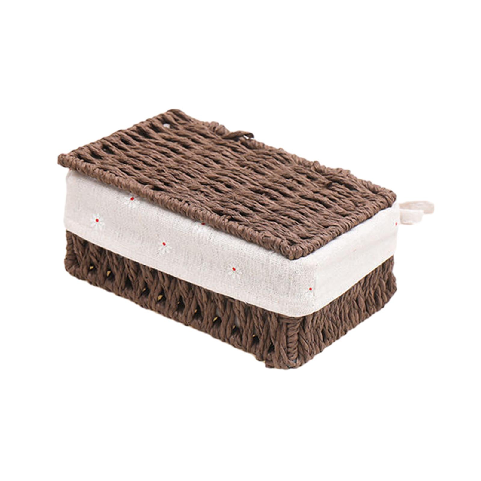 Desktop Storage Basket Stackable Cabinet Organizer for Vanity Shelves Closet Coffee S with Lid
