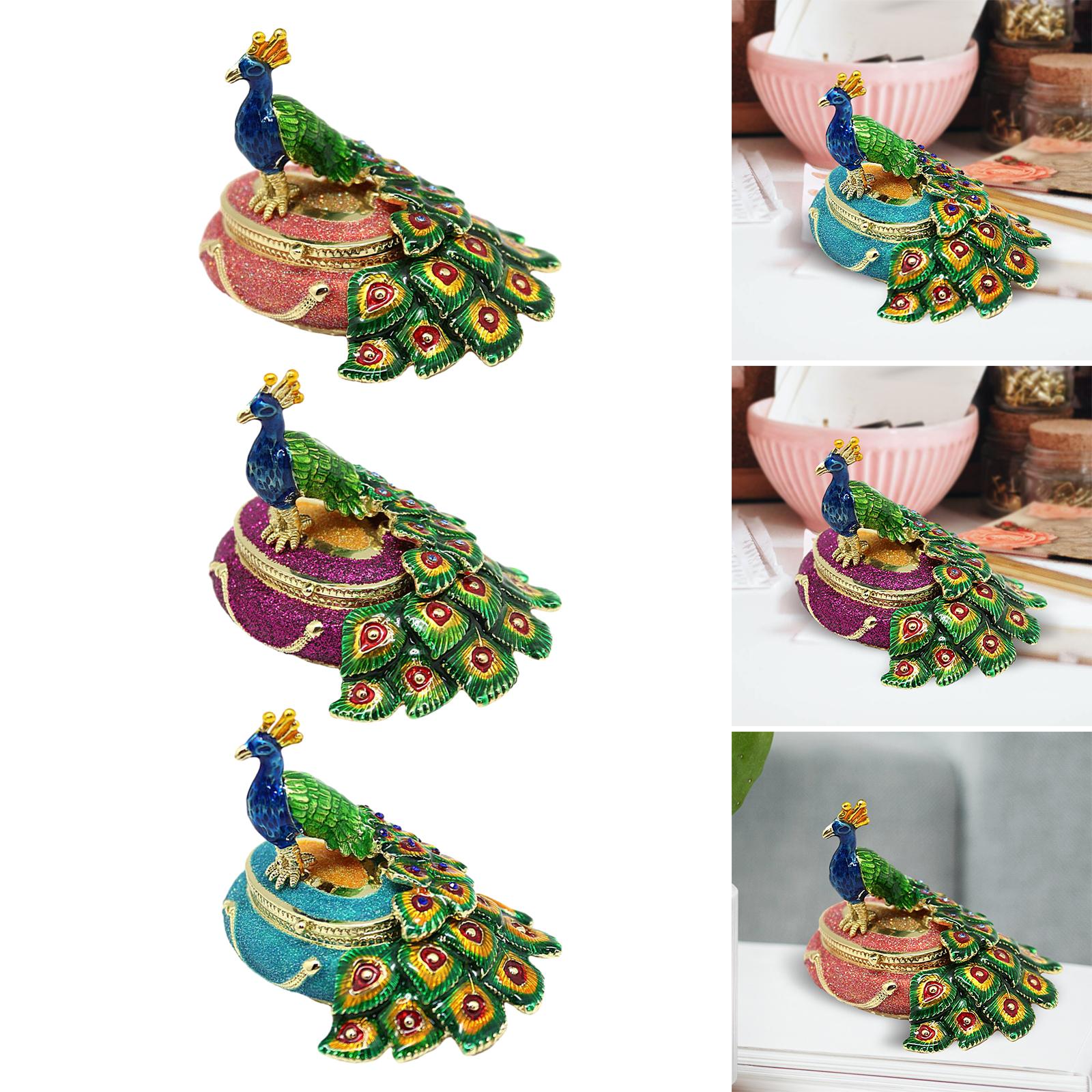 Peacock Trinket Box Container Jewelry Box Jewelry Storage Box Keepsake Boxes Orange