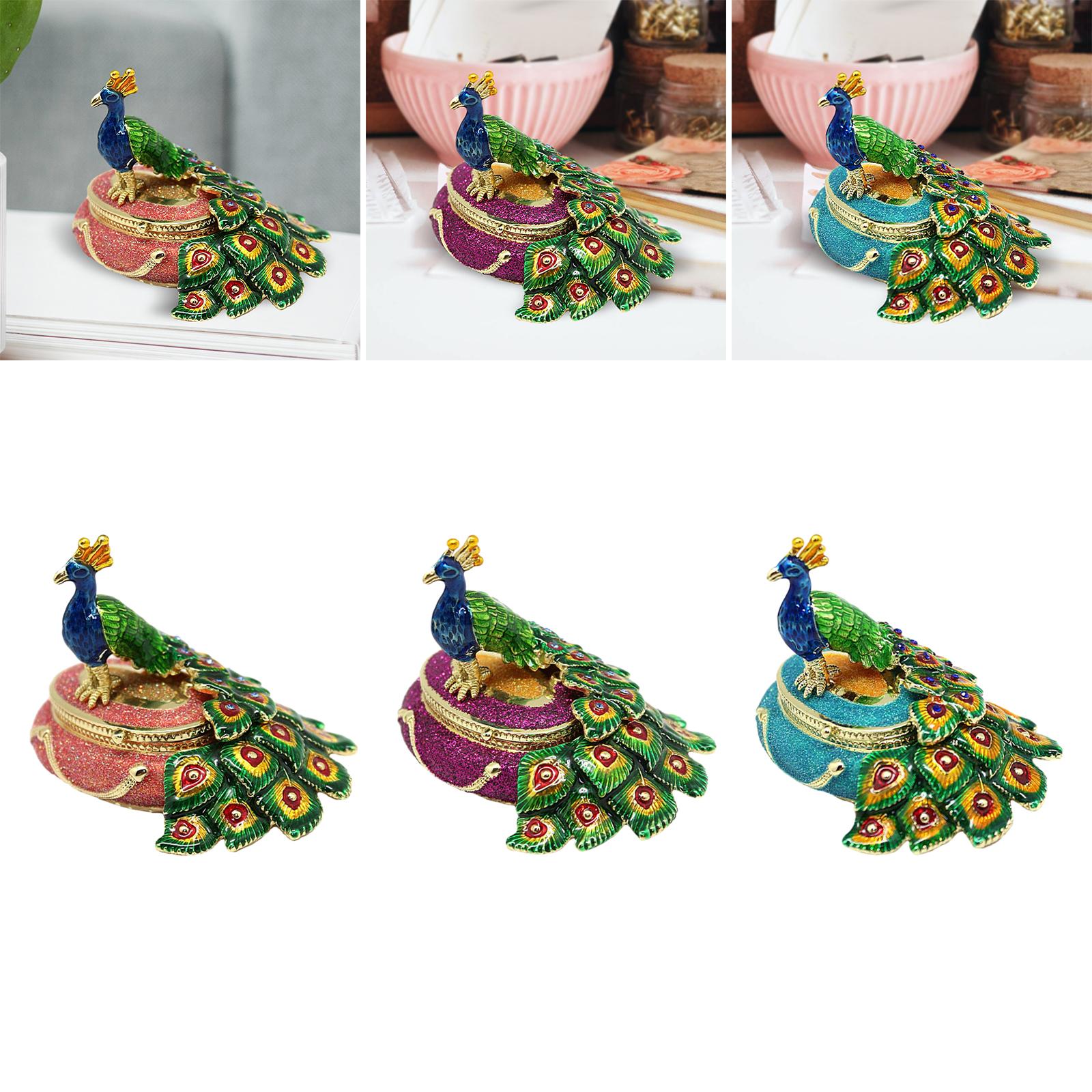 Peacock Trinket Box Container Jewelry Box Jewelry Storage Box Keepsake Boxes Orange