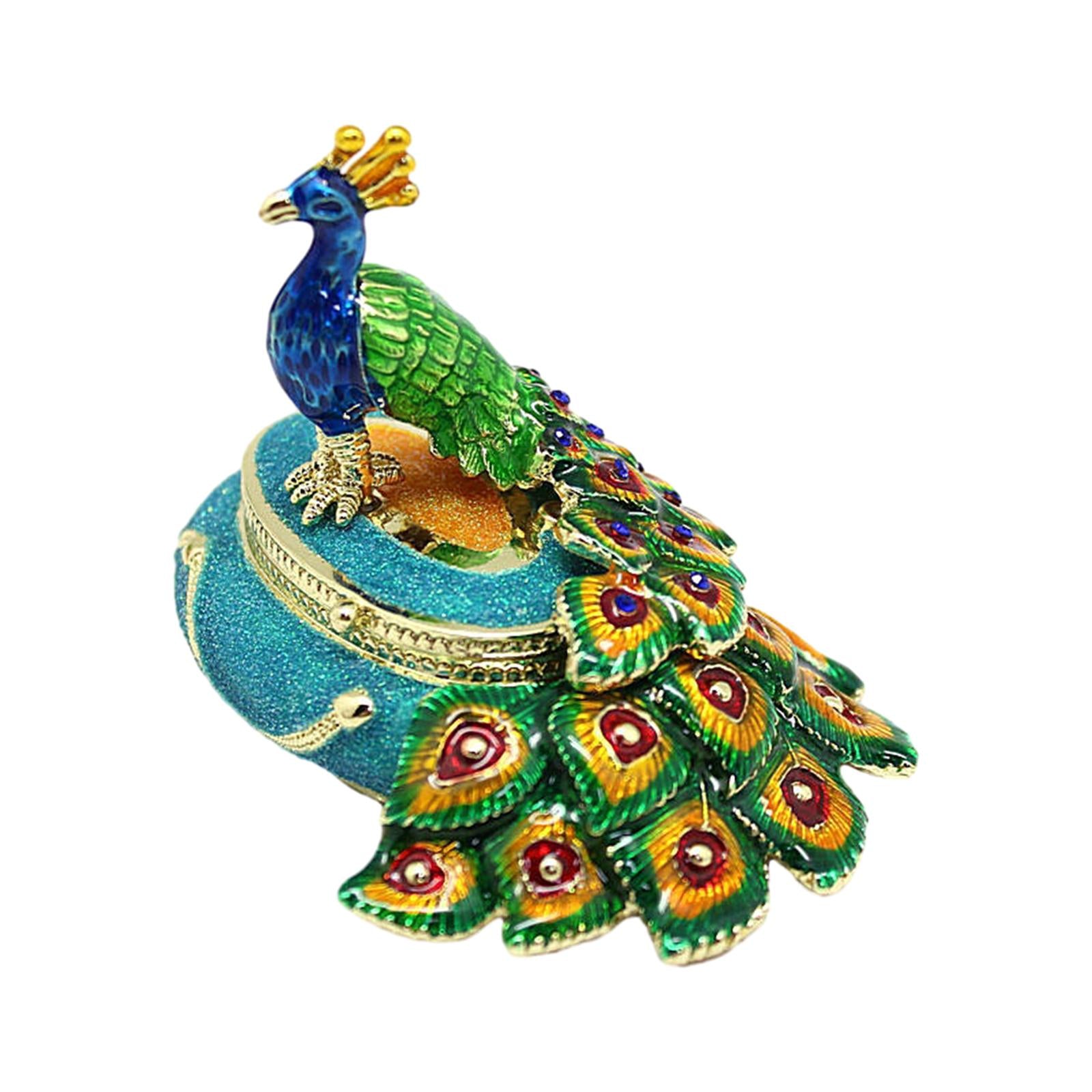 Peacock Trinket Box Container Jewelry Box Jewelry Storage Box Keepsake Boxes Blue