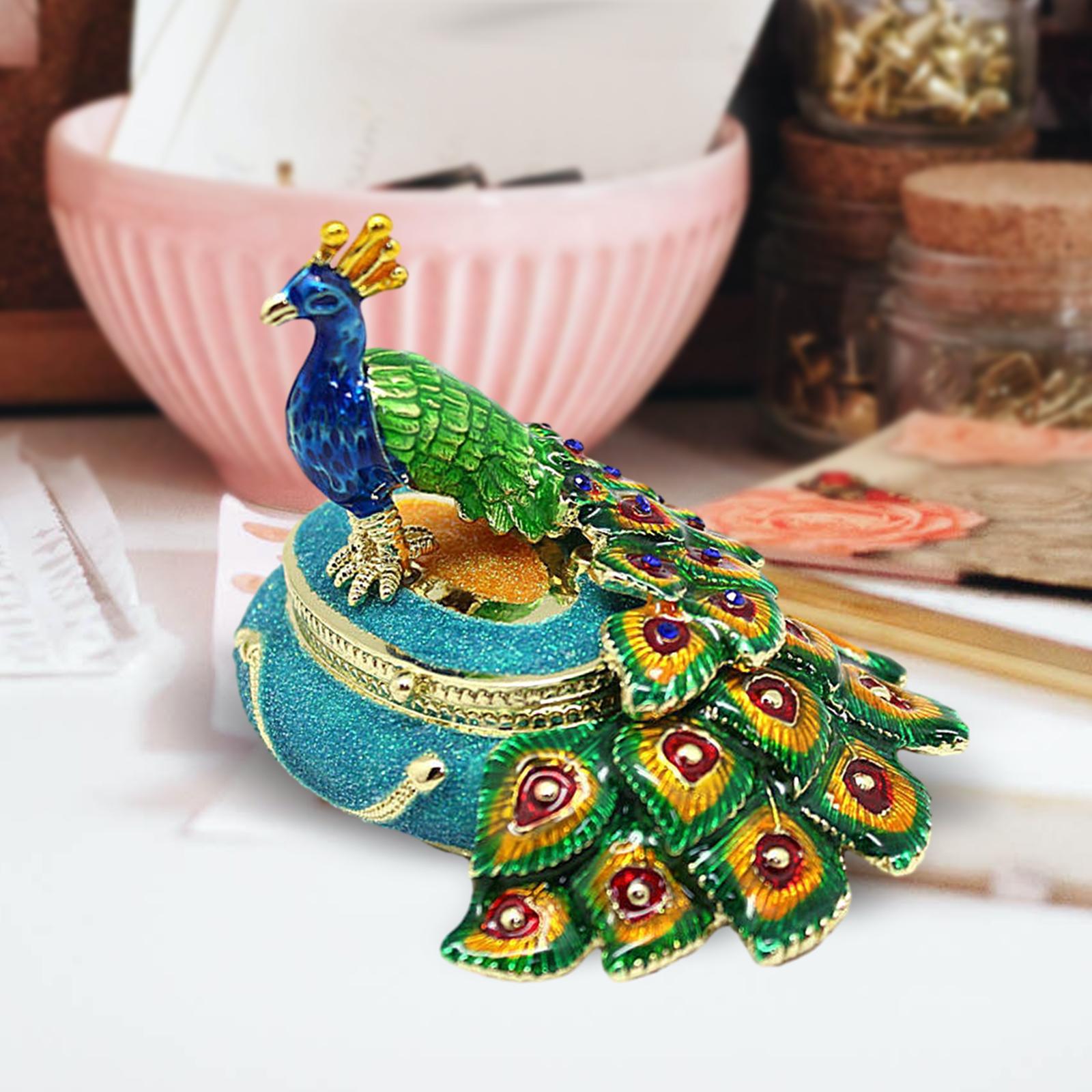 Peacock Trinket Box Container Jewelry Box Jewelry Storage Box Keepsake Boxes Blue