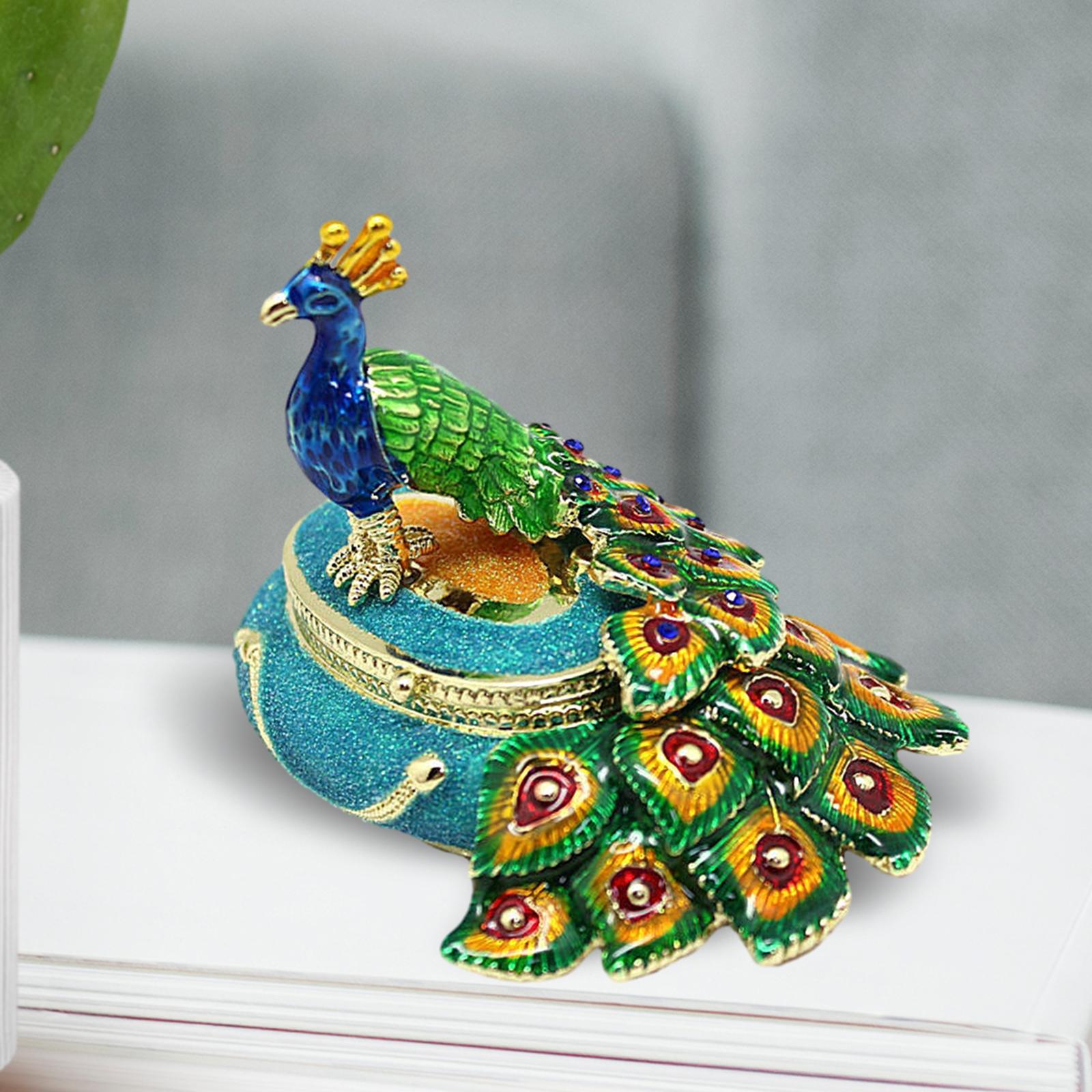 Peacock Trinket Box Container Jewelry Box Jewelry Storage Box Keepsake Boxes Blue