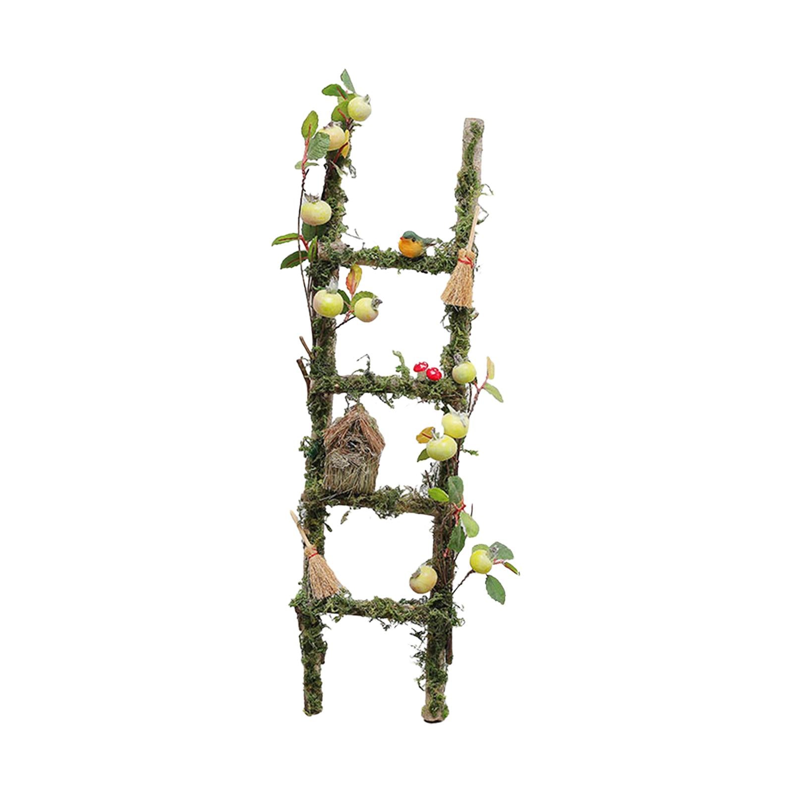 Miniature Wood Ladder Scene Layout Garden Ladder for Bar Farmhouse Courtyard Style E