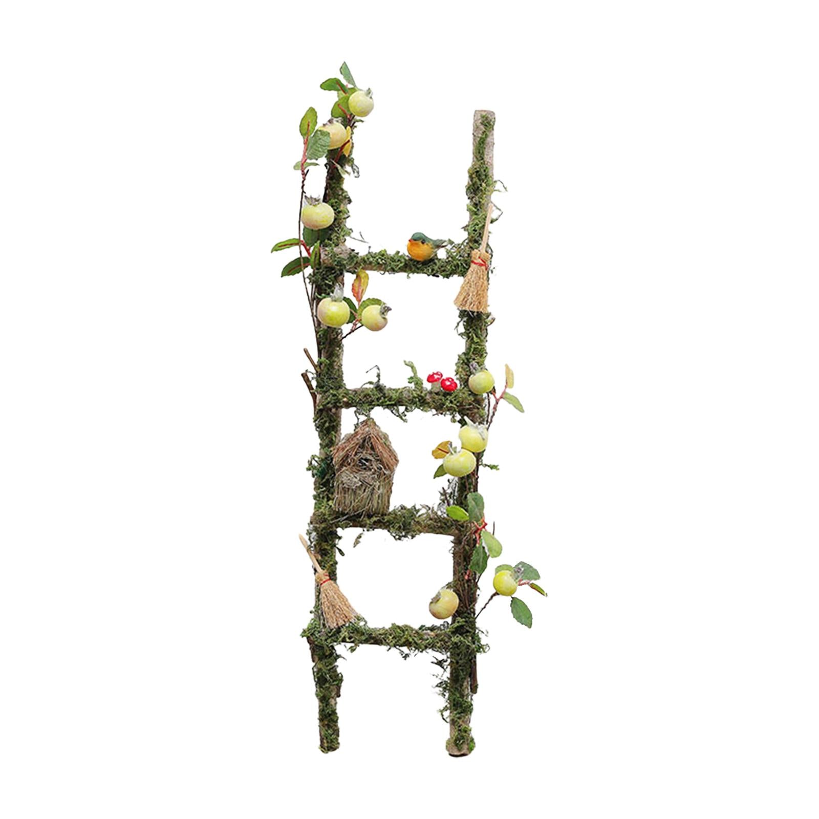 Miniature Wood Ladder Scene Layout Garden Ladder for Bar Farmhouse Courtyard Style E