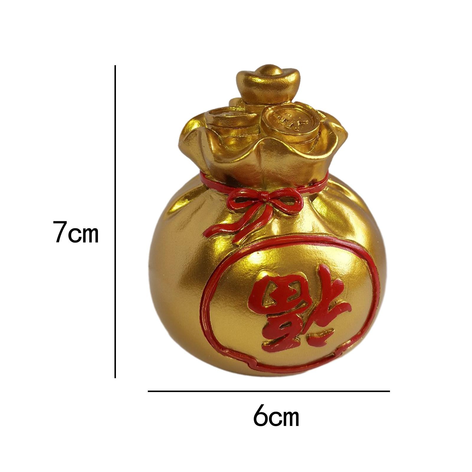 Lucky Bag Statue Decoration Festive for Living Room Cabinet Desk Centerpiece Golden